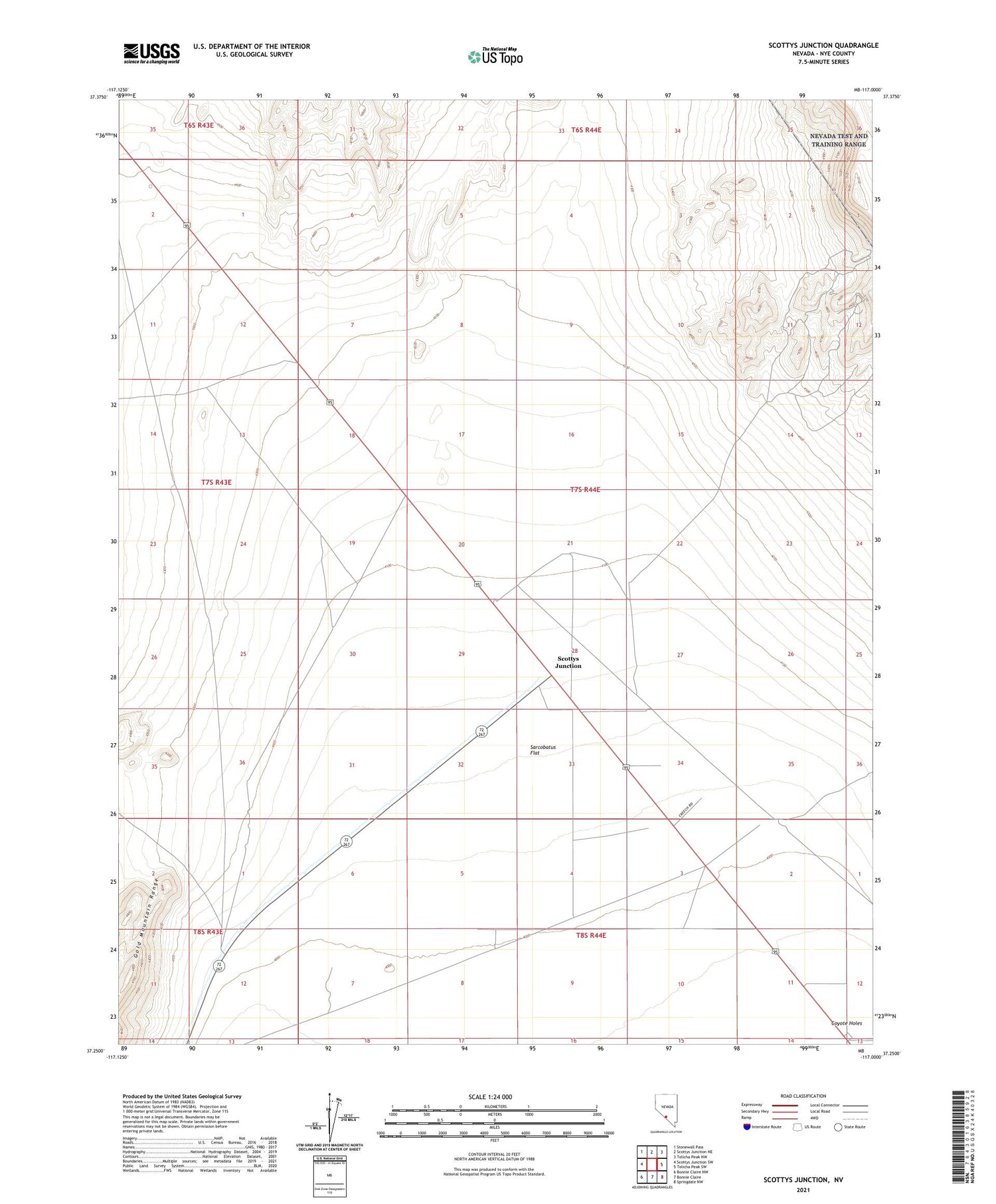 Scottys Junction Nevada US Topo Map Image