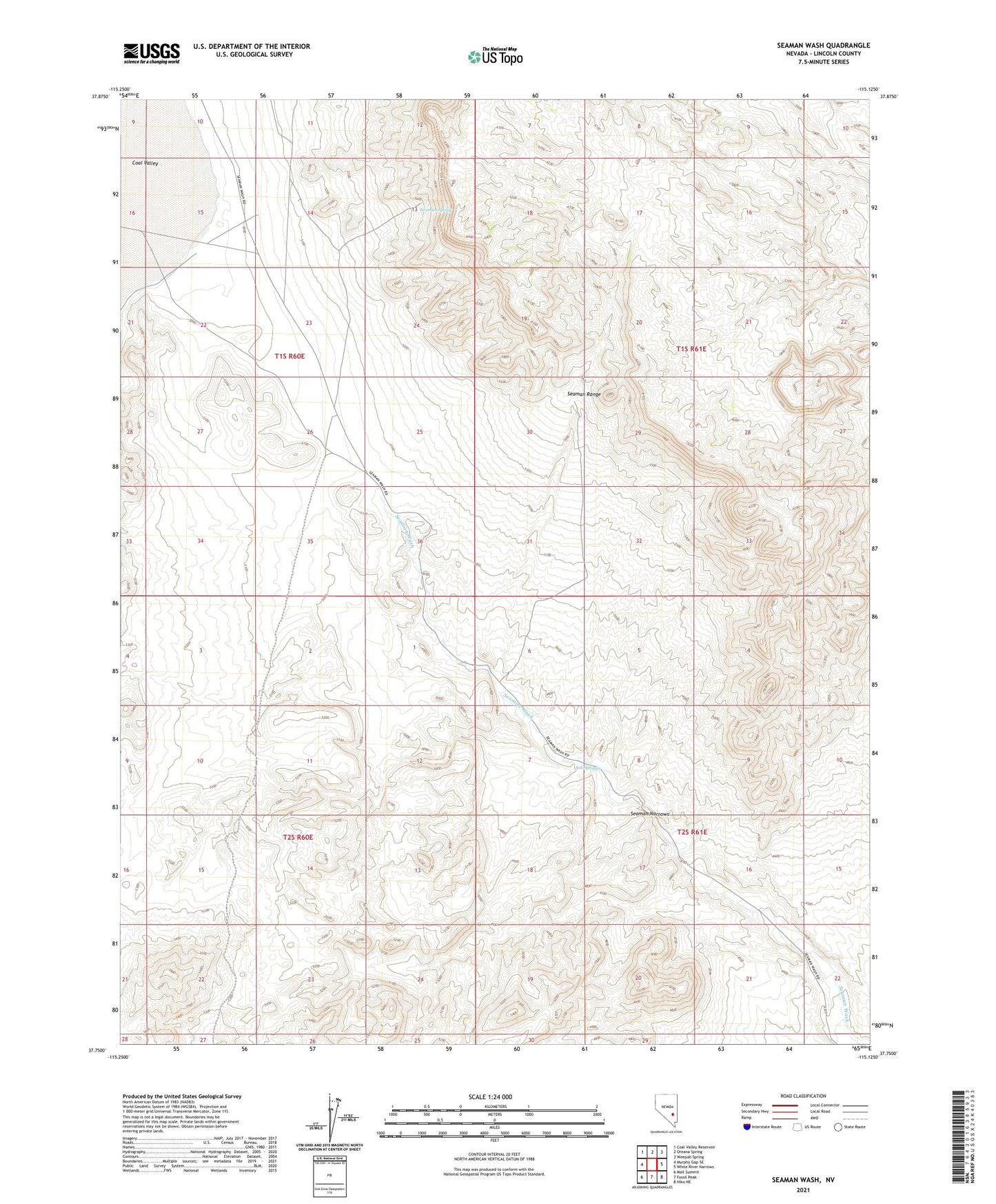Seaman Wash Nevada US Topo Map Image