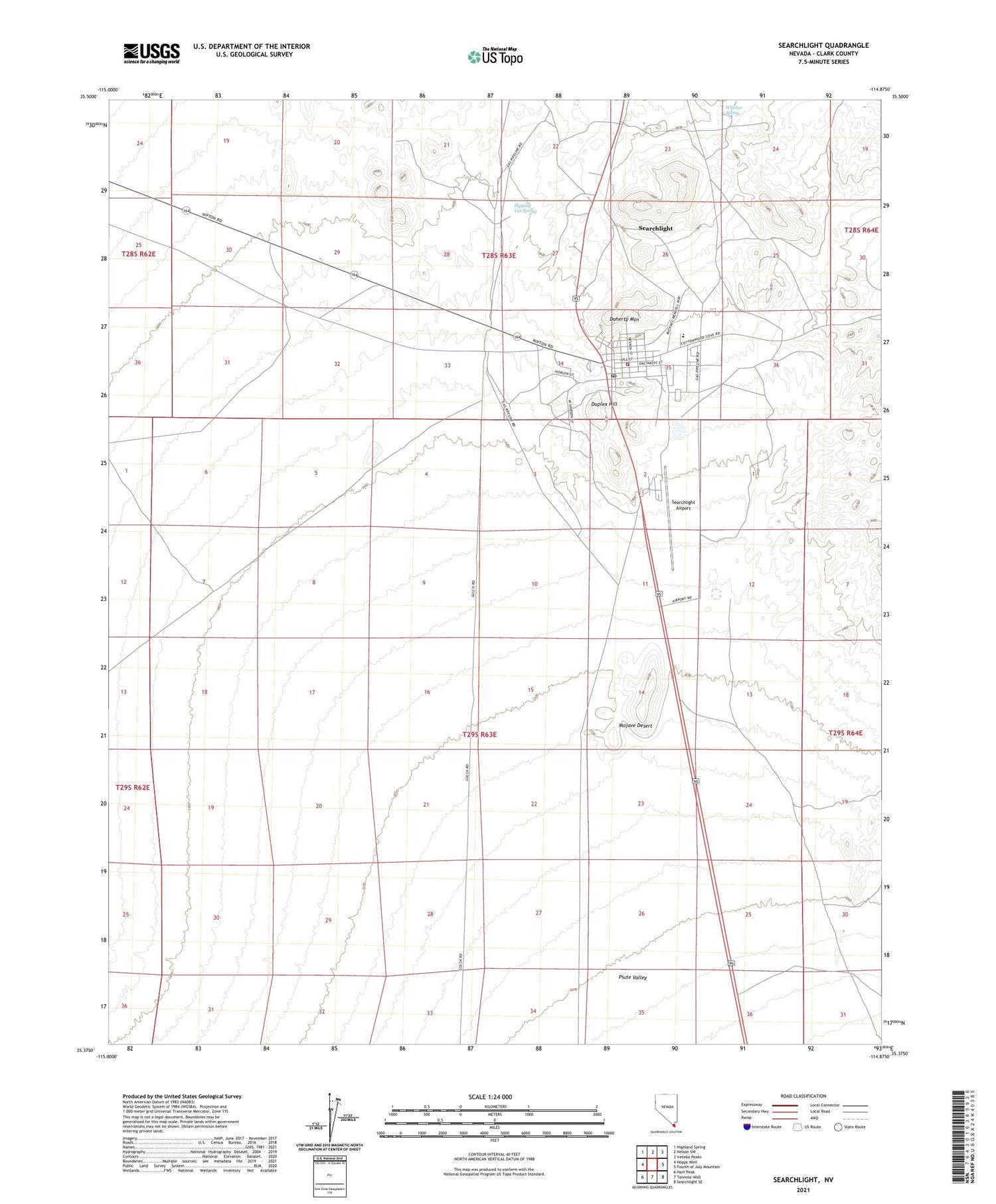 Searchlight Nevada US Topo Map Image
