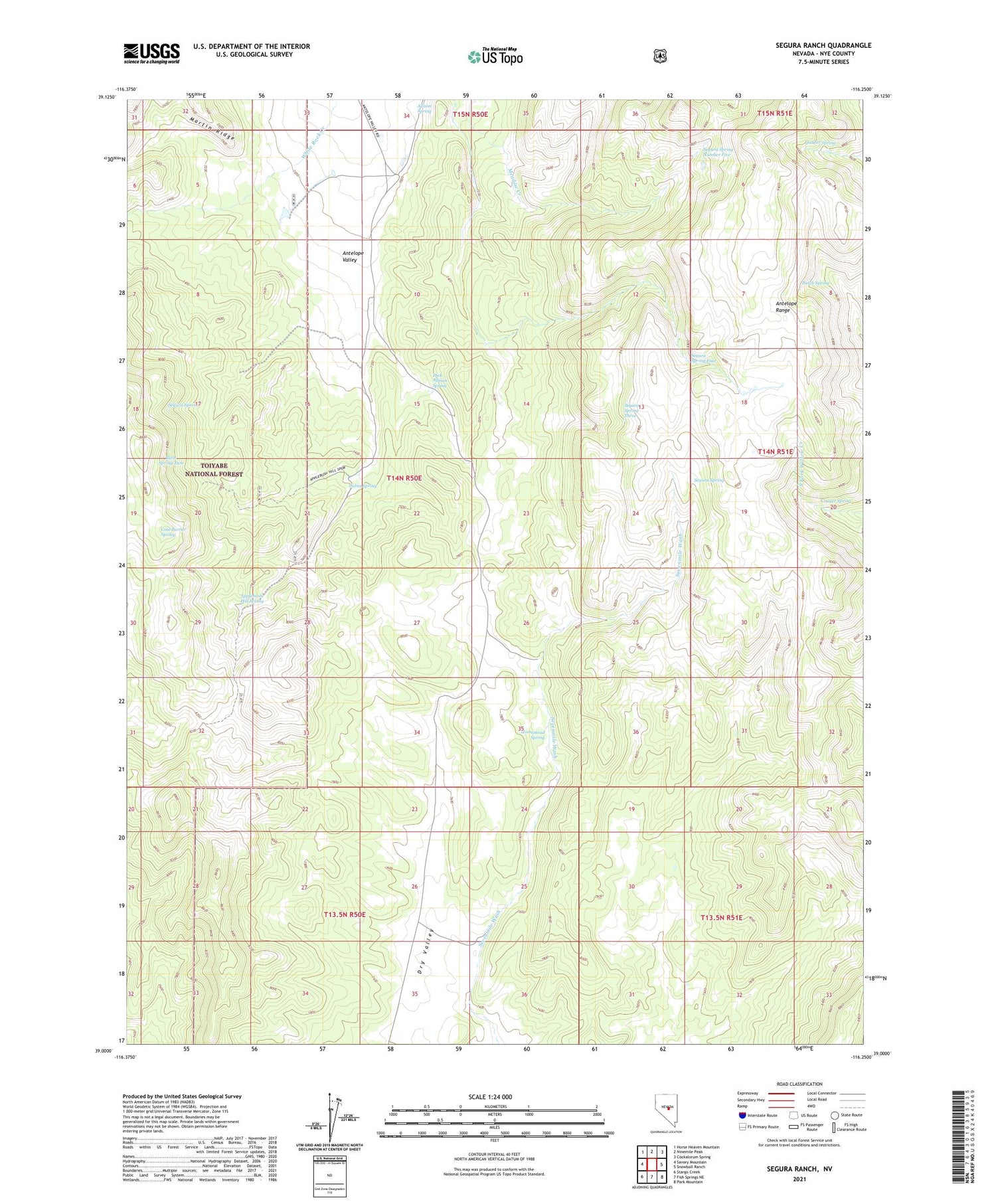 Segura Ranch Nevada US Topo Map Image