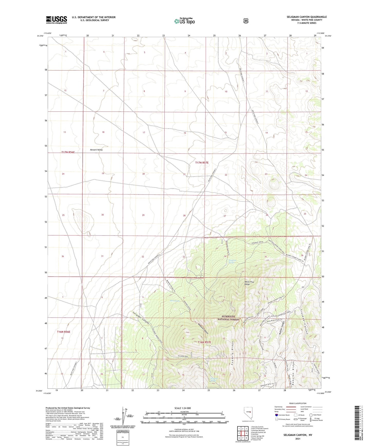 Seligman Canyon Nevada US Topo Map Image