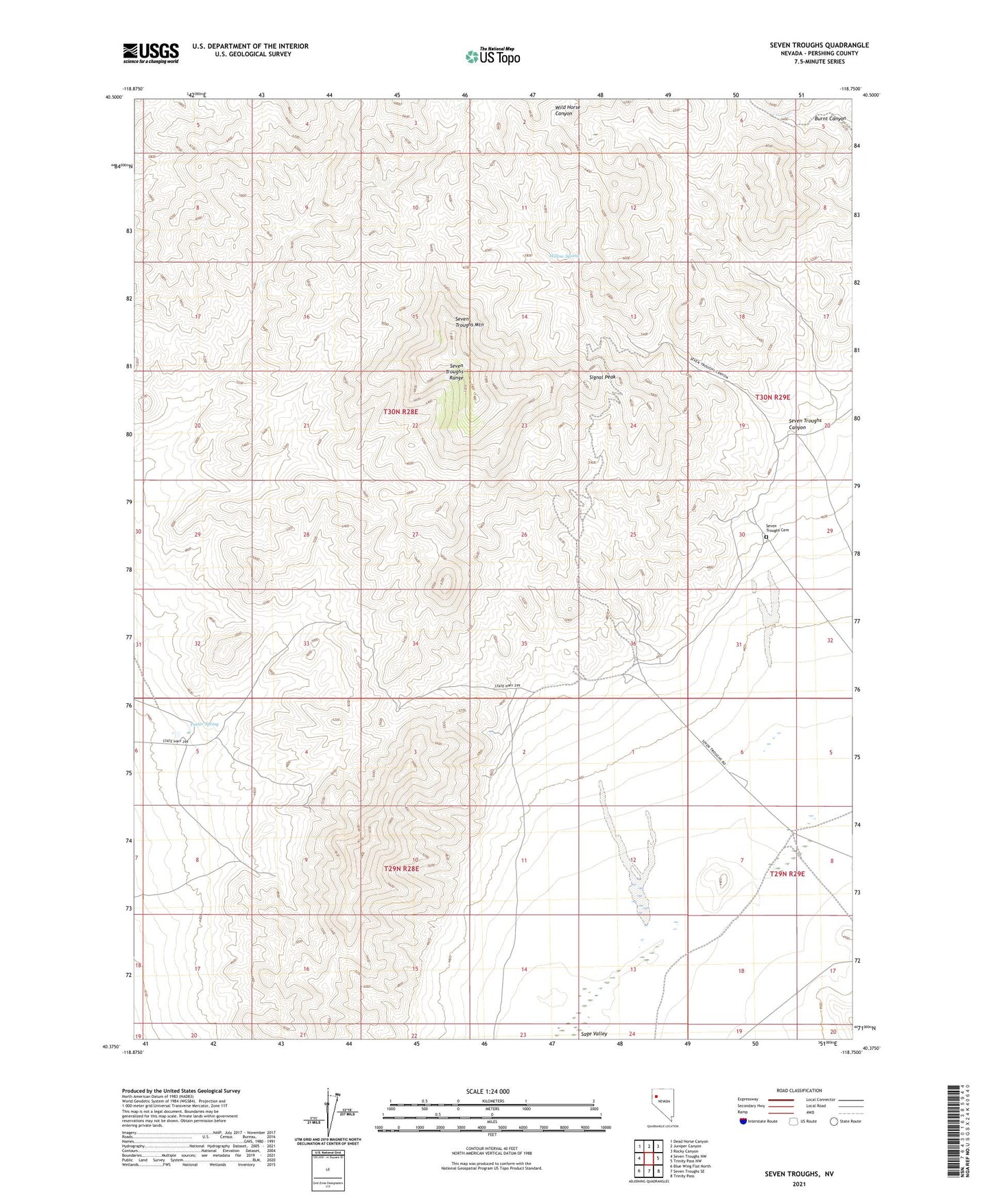 Seven Troughs Nevada US Topo Map Image