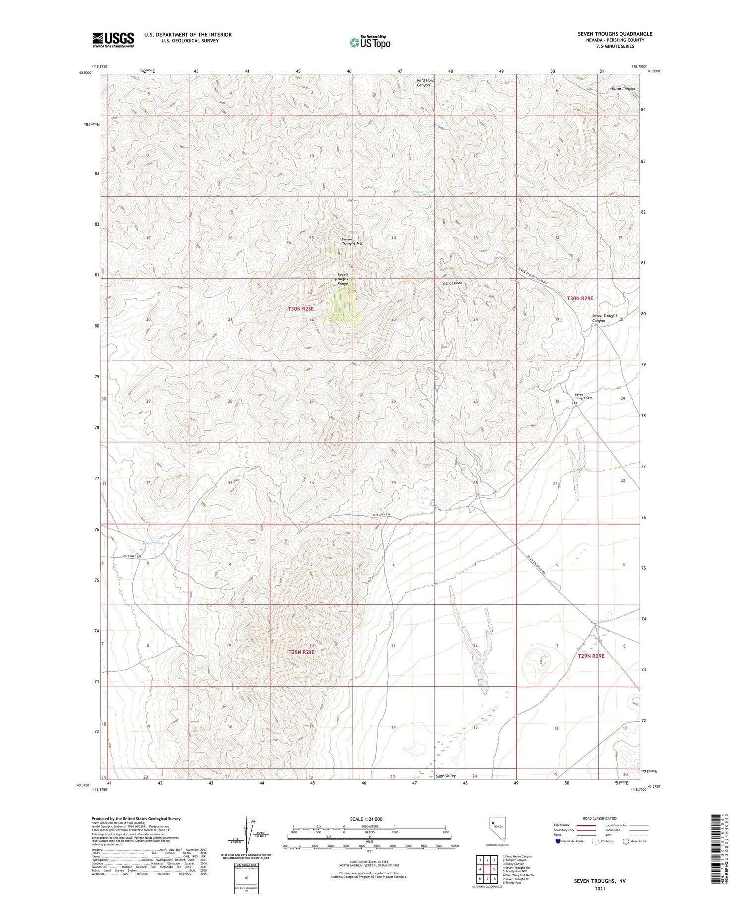 Seven Troughs Nevada US Topo Map Image