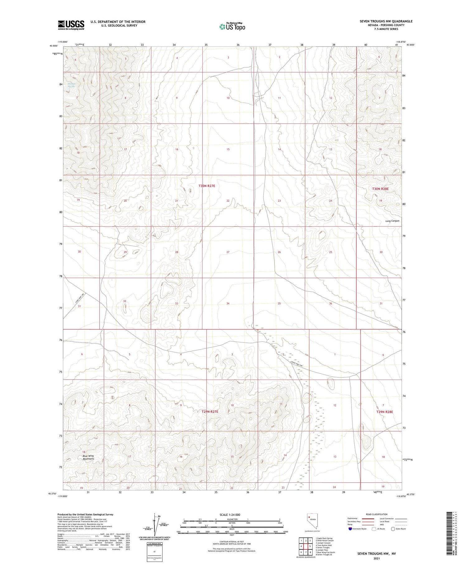 Seven Troughs NW Nevada US Topo Map Image