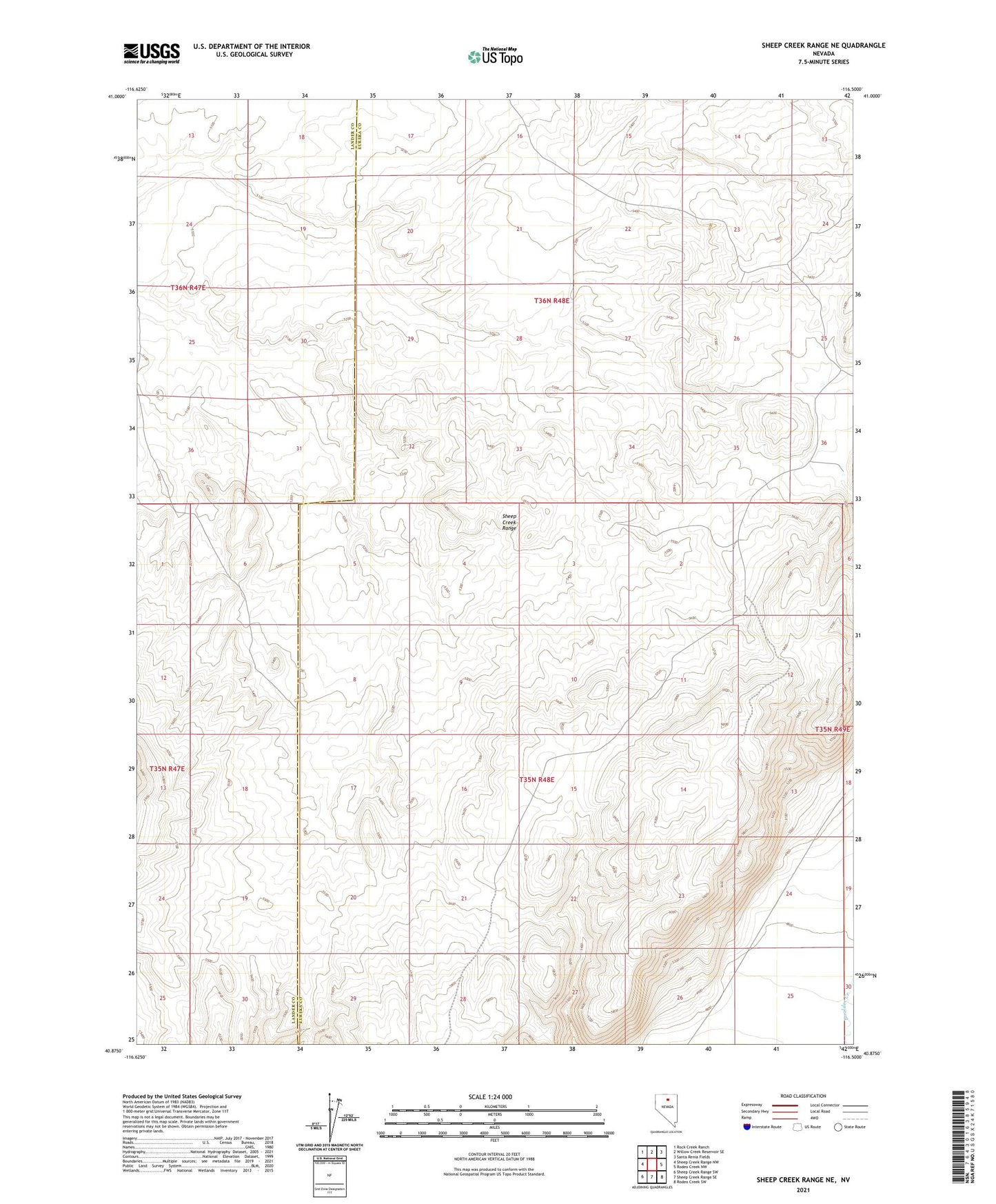Sheep Creek Range NE Nevada US Topo Map Image