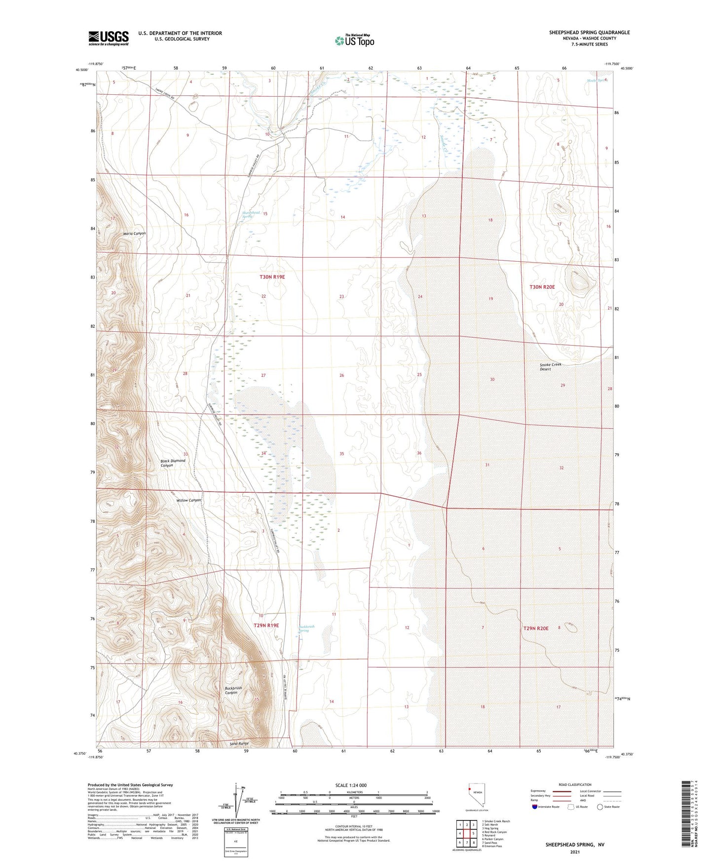 Sheepshead Spring Nevada US Topo Map Image