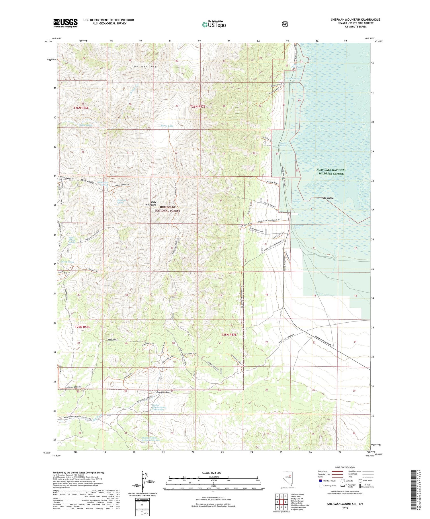 Sherman Mountain Nevada US Topo Map Image