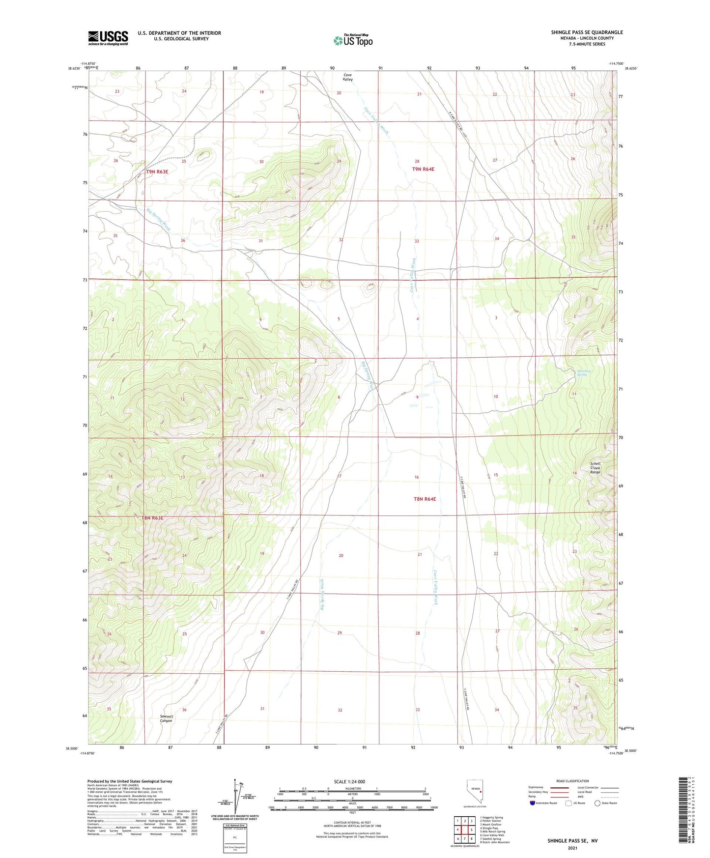 Shingle Pass SE Nevada US Topo Map Image