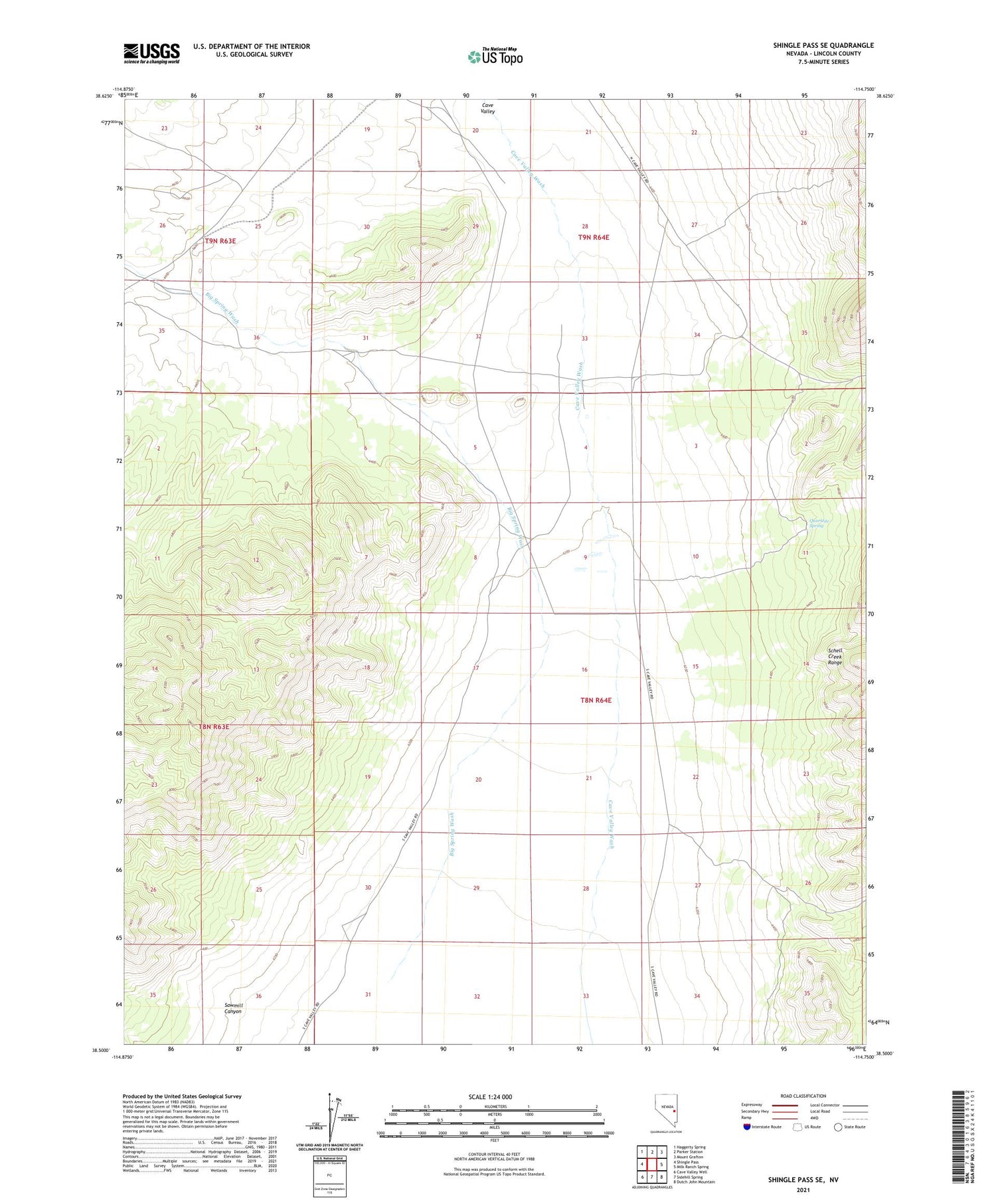 Shingle Pass SE Nevada US Topo Map Image