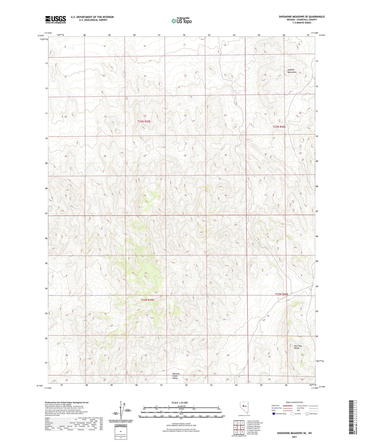 Shoshone Meadows SE Nevada US Topo Map Image