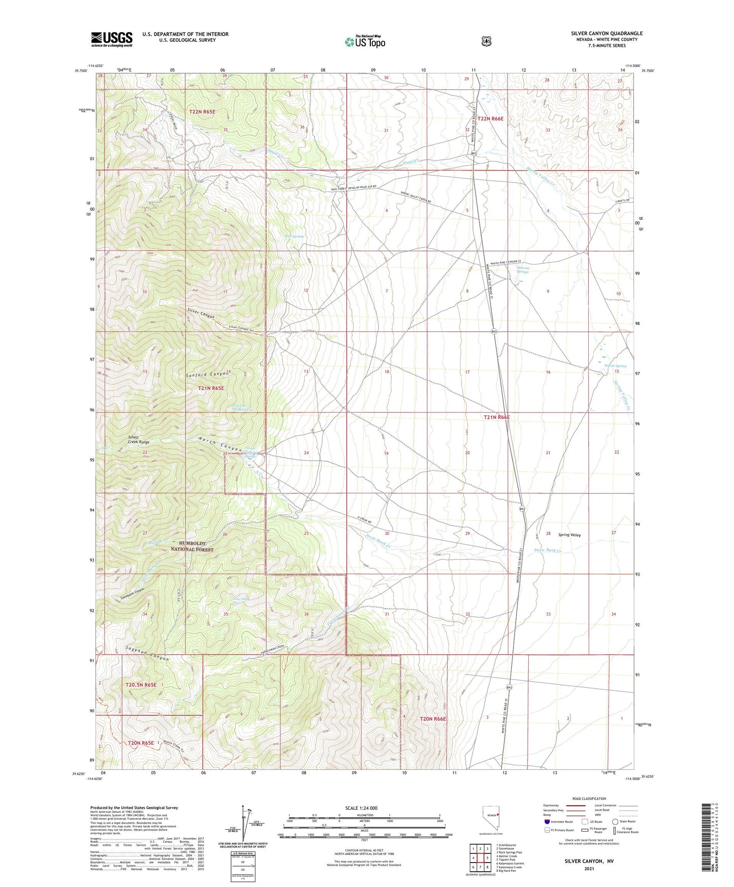 Silver Canyon Nevada US Topo Map Image