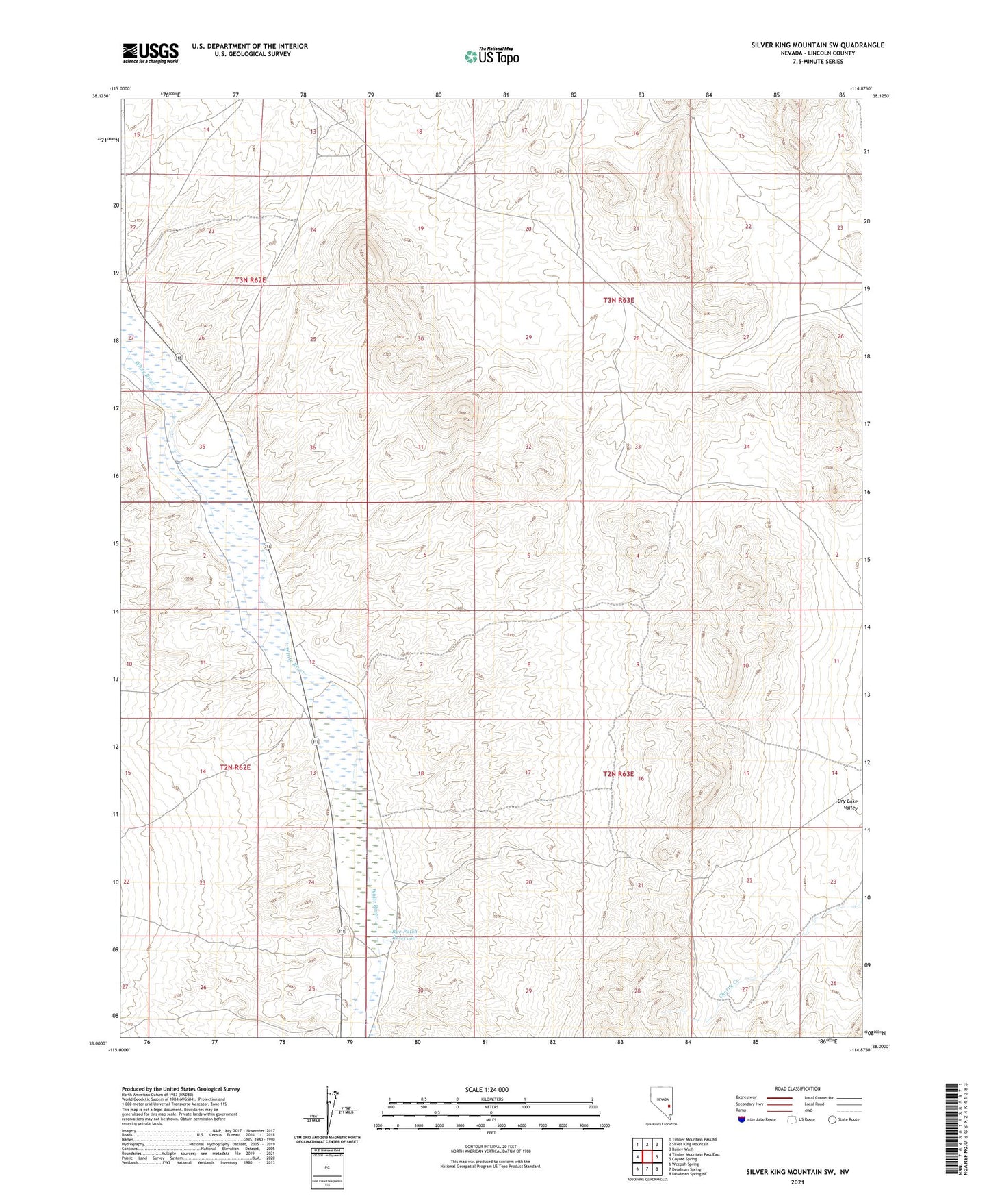 Silver King Mountain SW Nevada US Topo Map Image