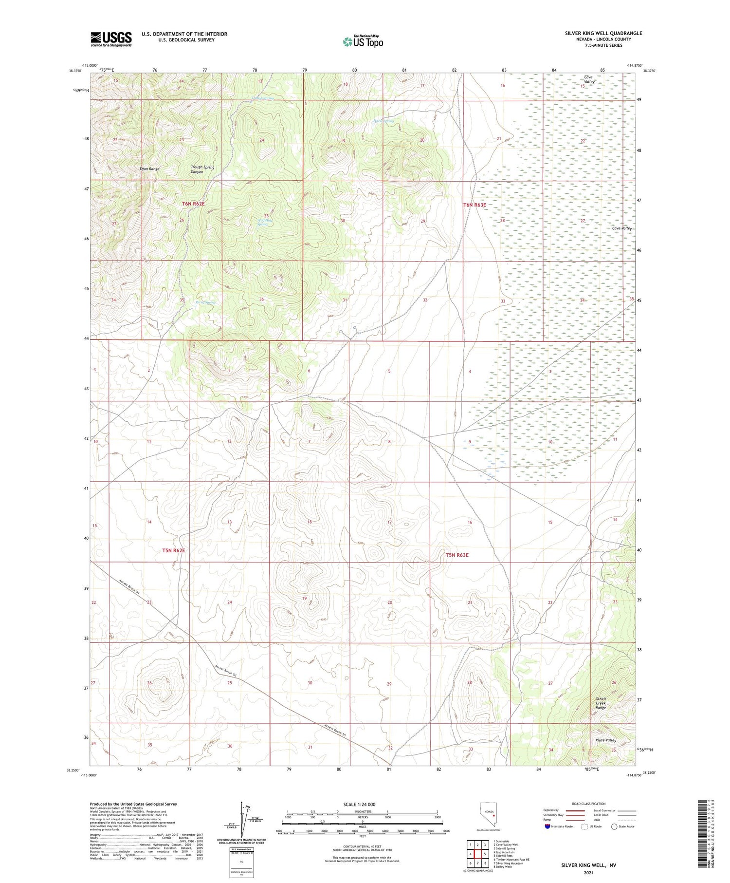 Silver King Well Nevada US Topo Map Image