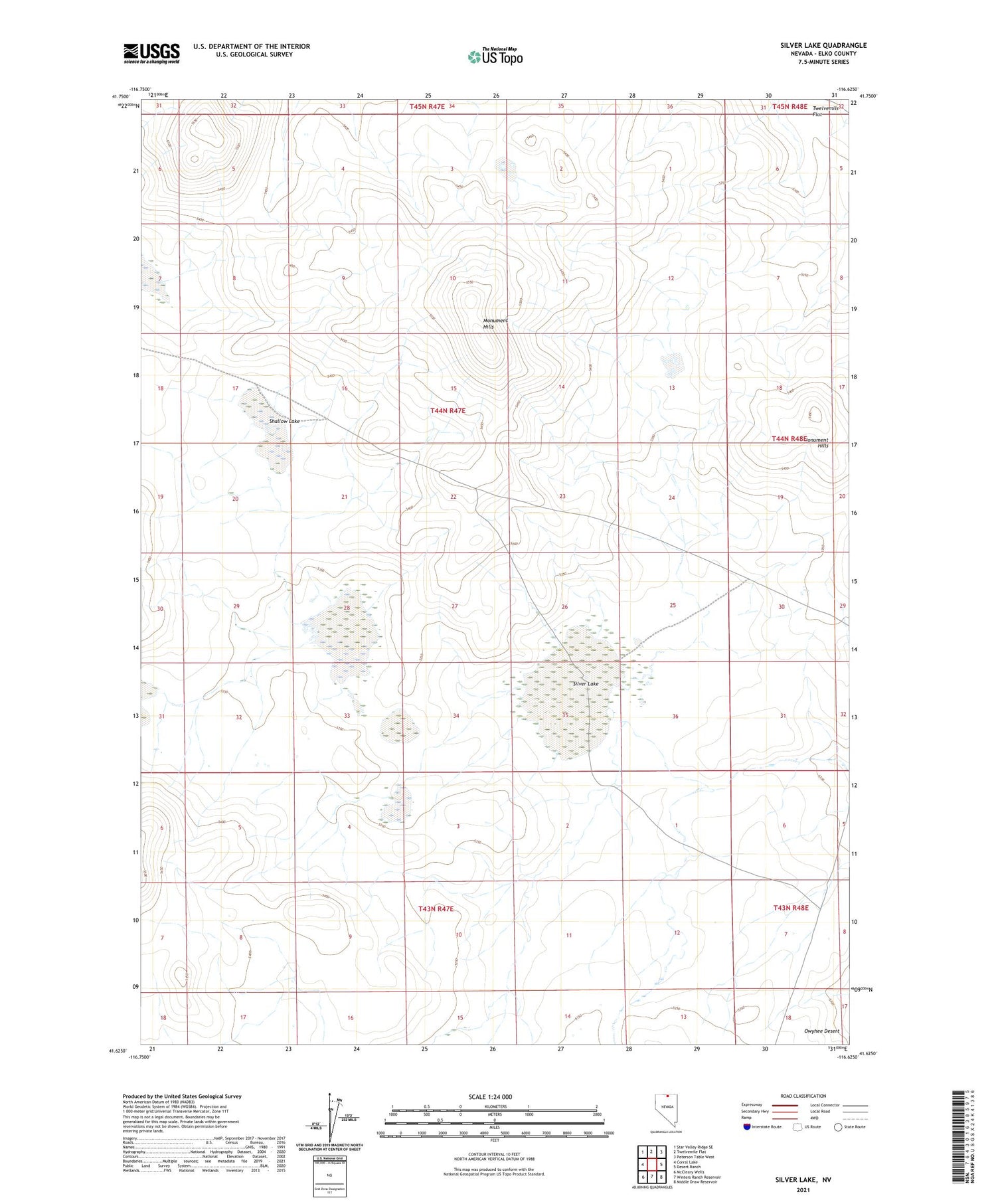 Silver Lake Nevada US Topo Map Image