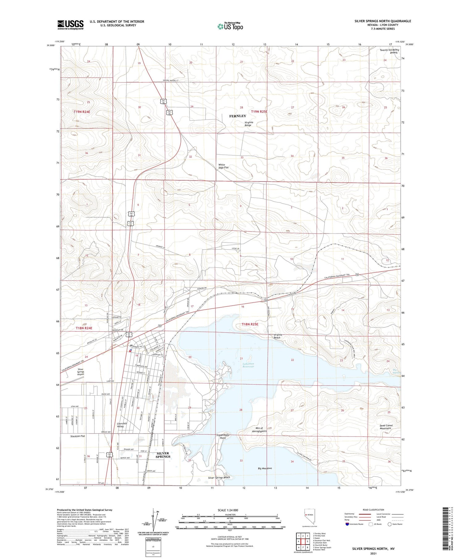 Silver Springs North Nevada US Topo Map Image