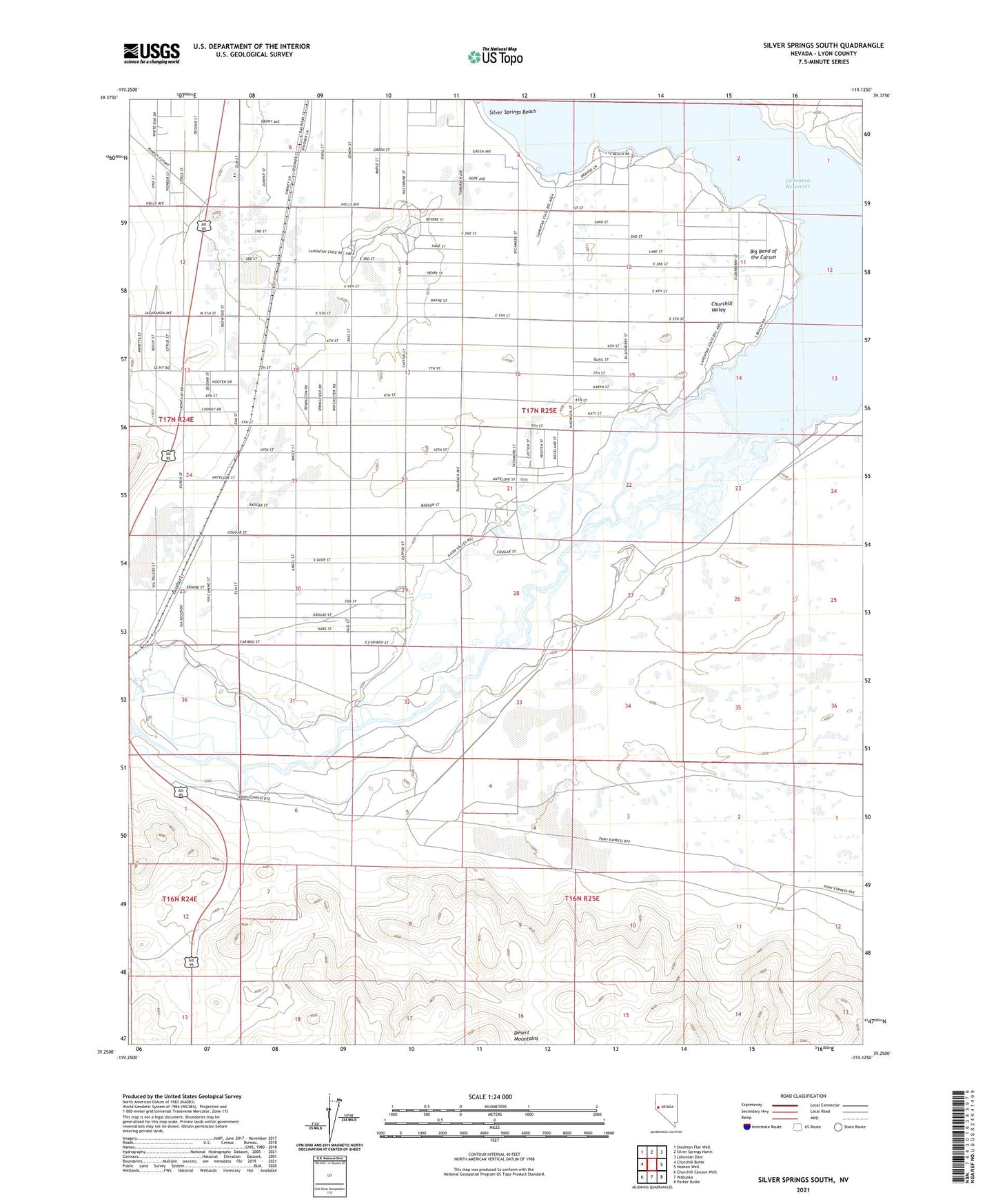 Silver Springs South Nevada US Topo Map Image