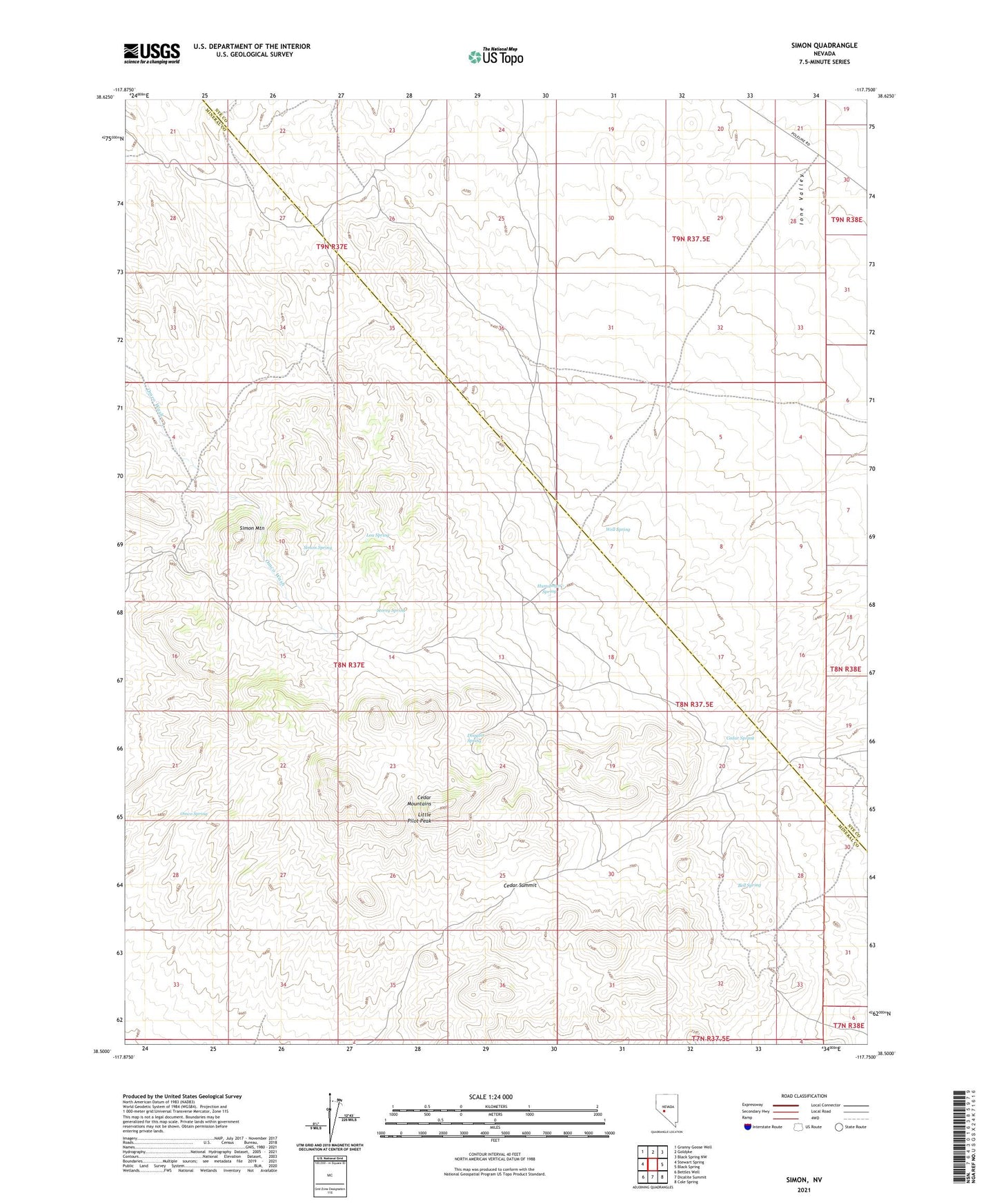 Simon Nevada US Topo Map Image
