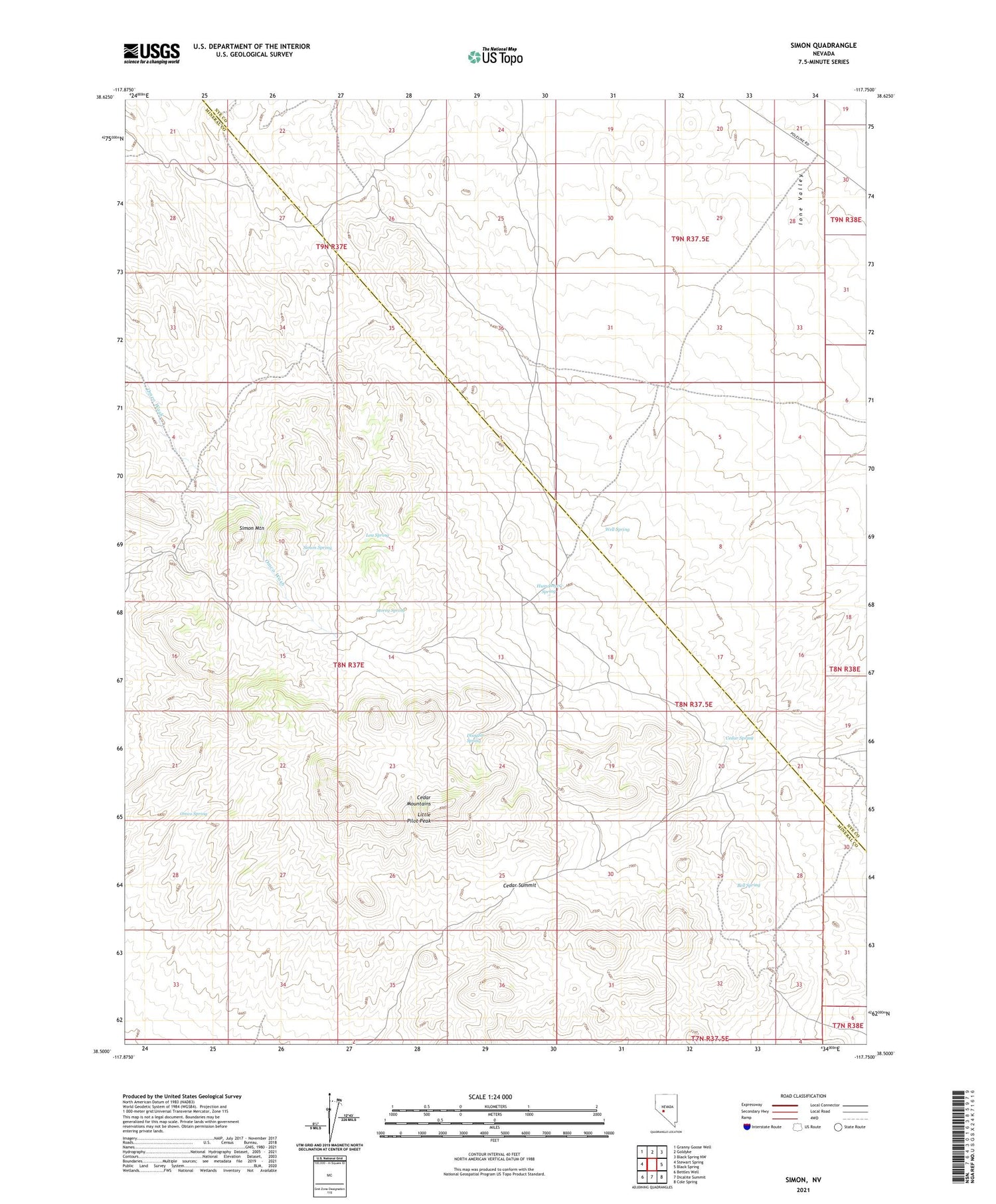 Simon Nevada US Topo Map Image