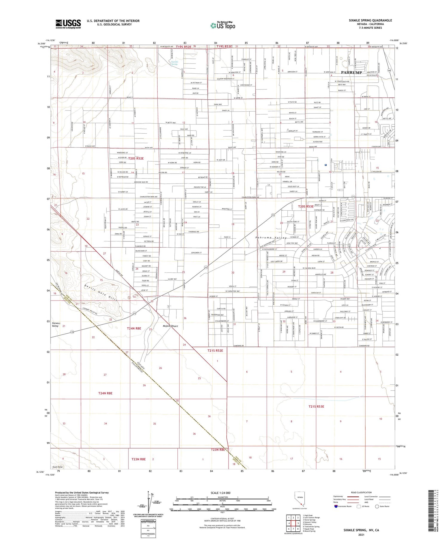 Sixmile Spring Nevada US Topo Map Image