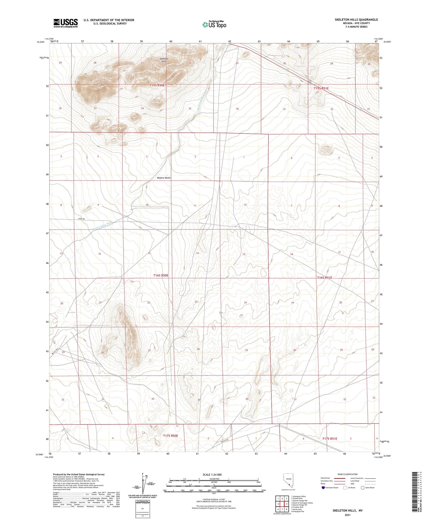 Skeleton Hills Nevada US Topo Map Image