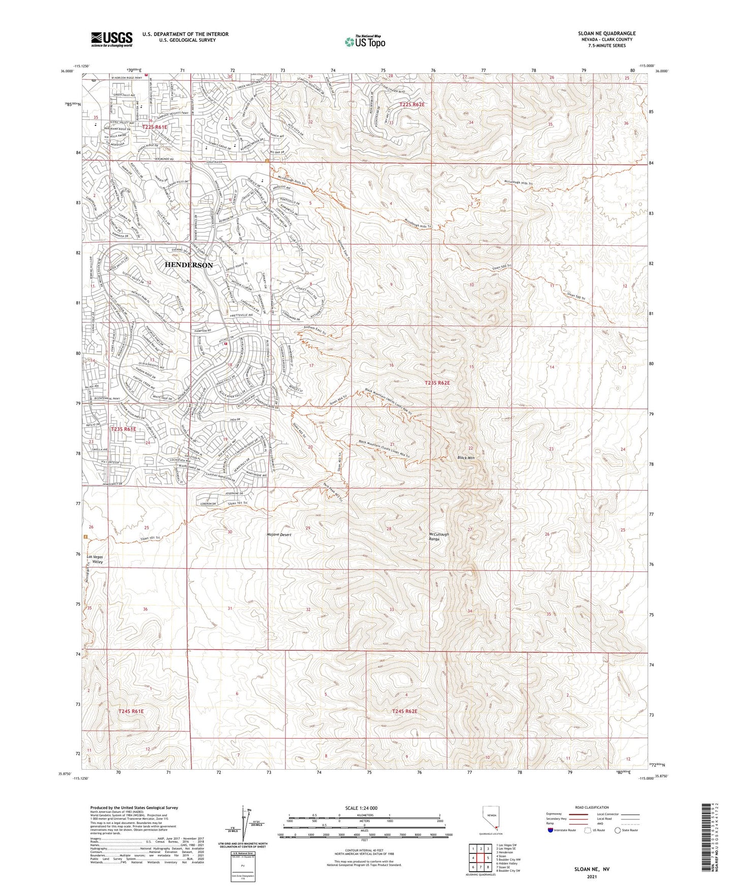 Sloan NE Nevada US Topo Map Image