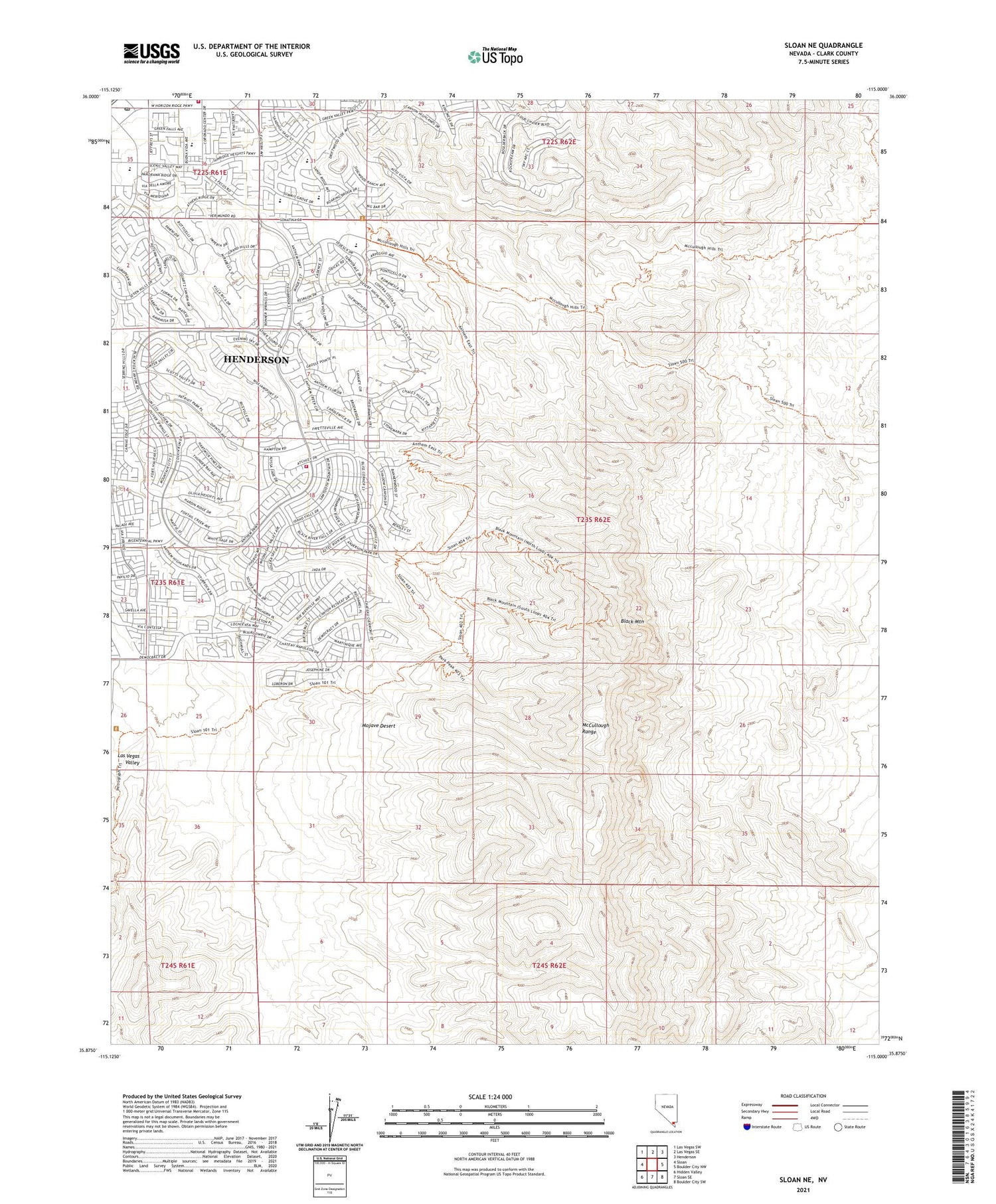 Sloan NE Nevada US Topo Map Image