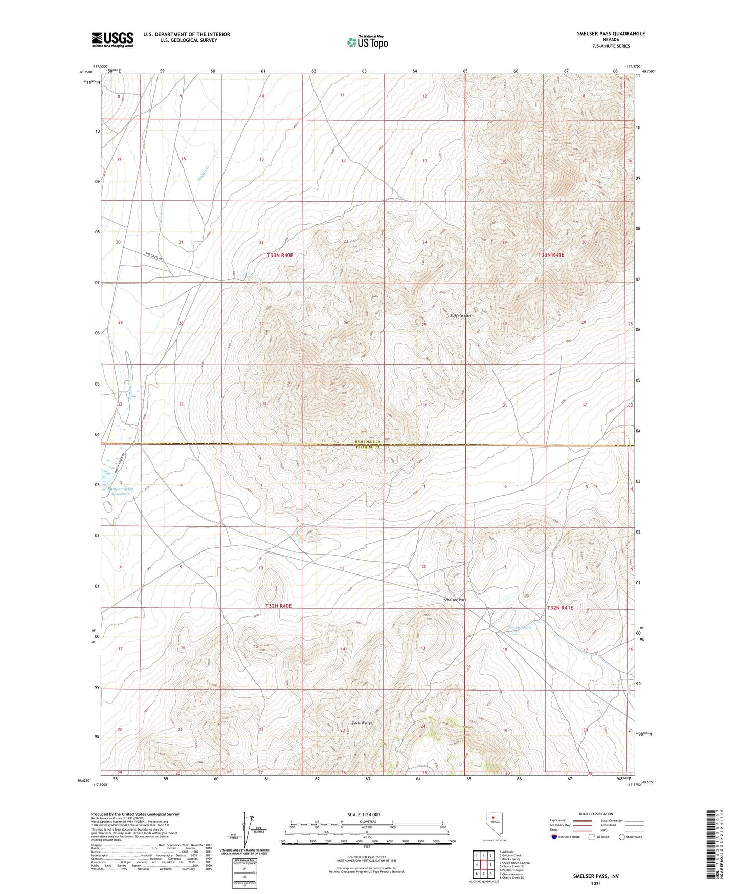 Smelser Pass Nevada US Topo Map Image