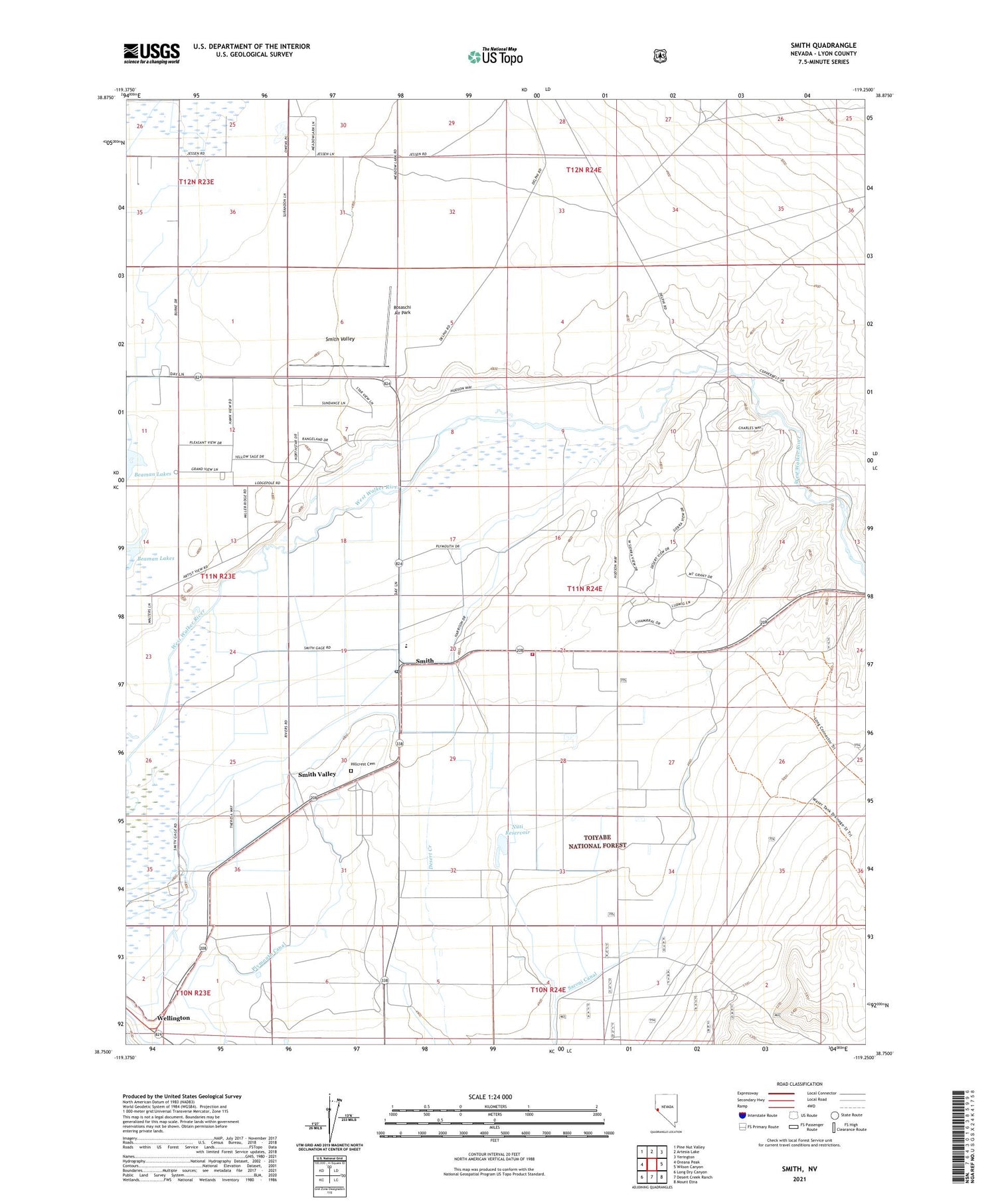 Smith Nevada US Topo Map Image