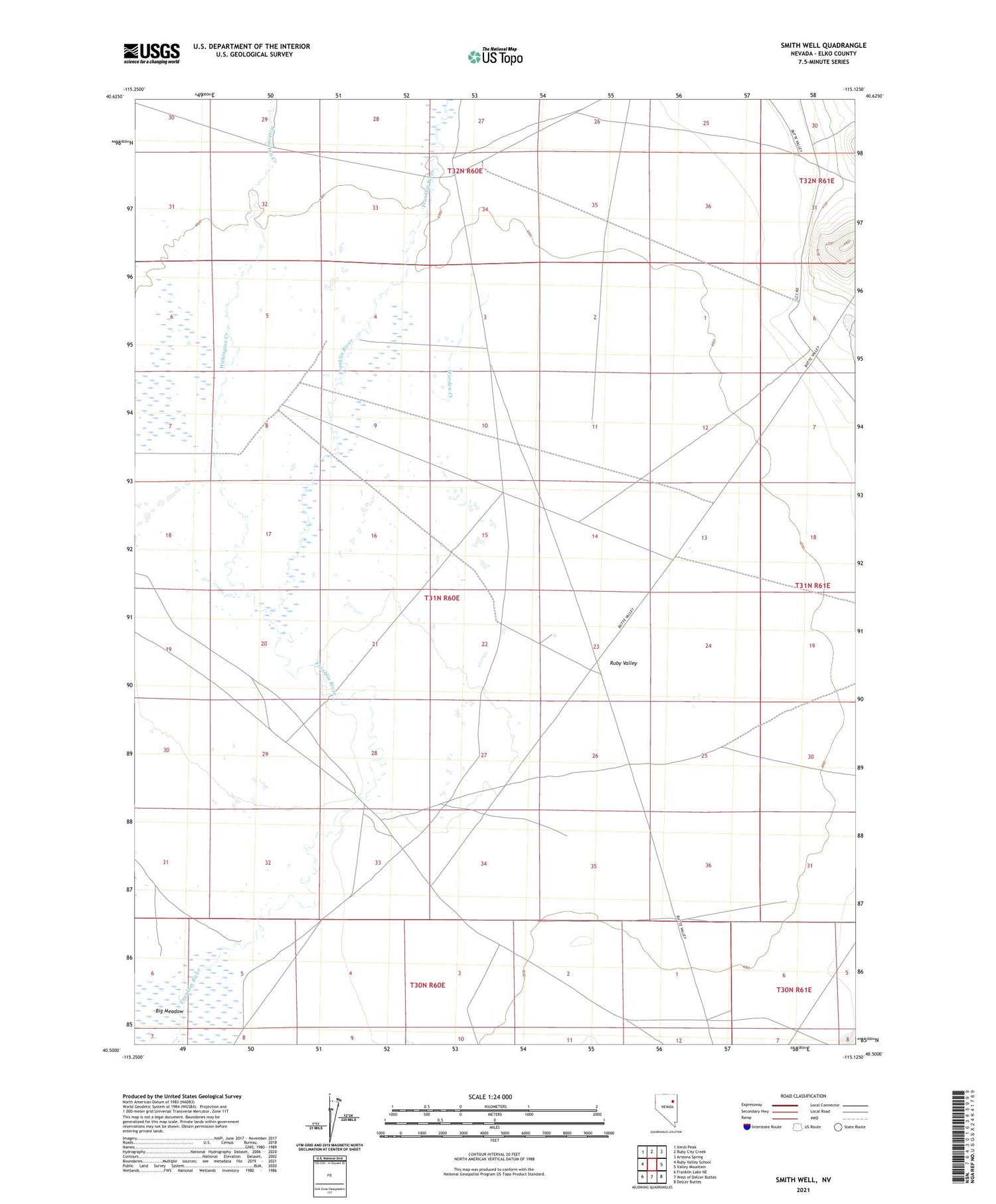 Smith Well Nevada US Topo Map Image