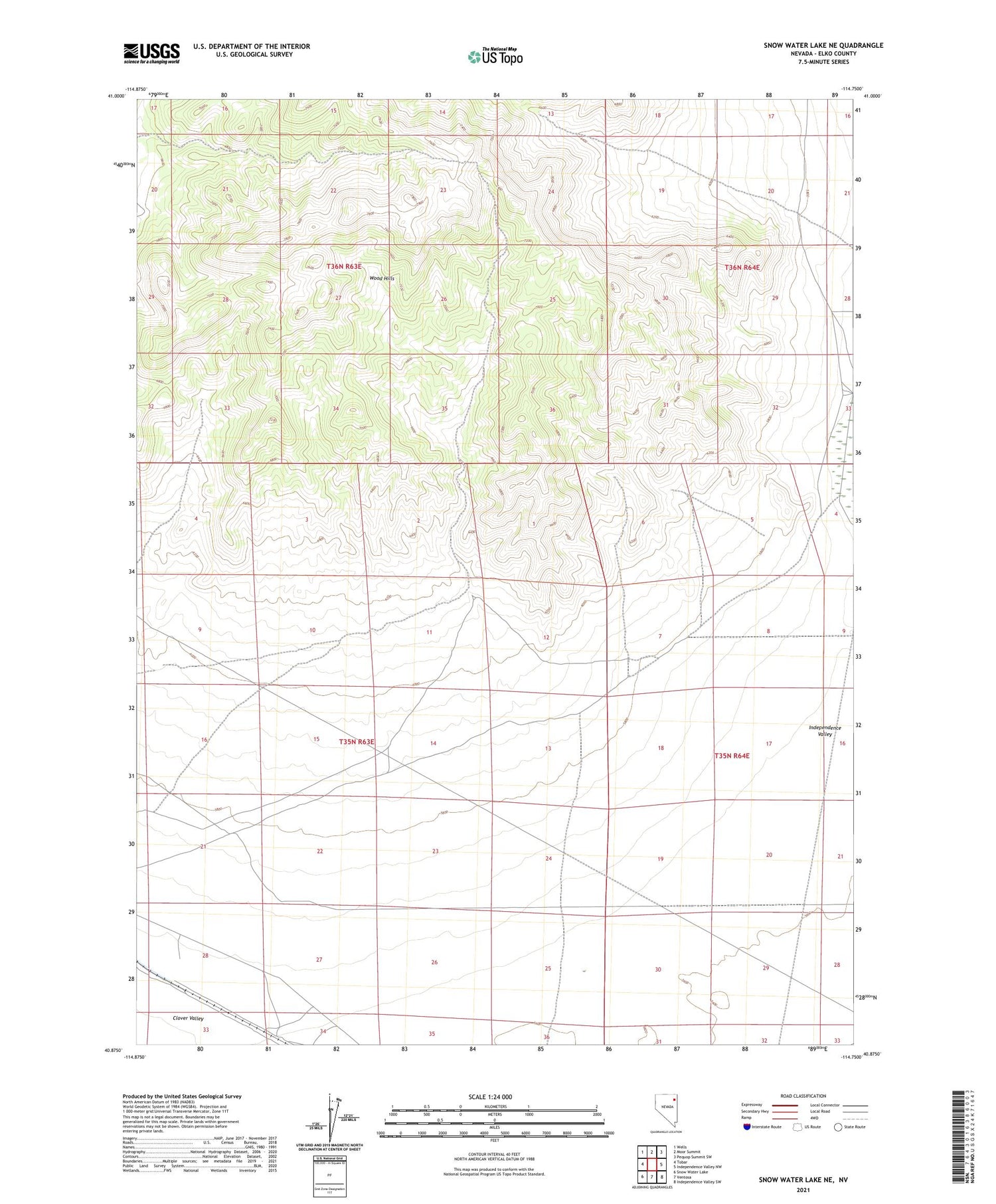 Snow Water Lake NE Nevada US Topo Map Image
