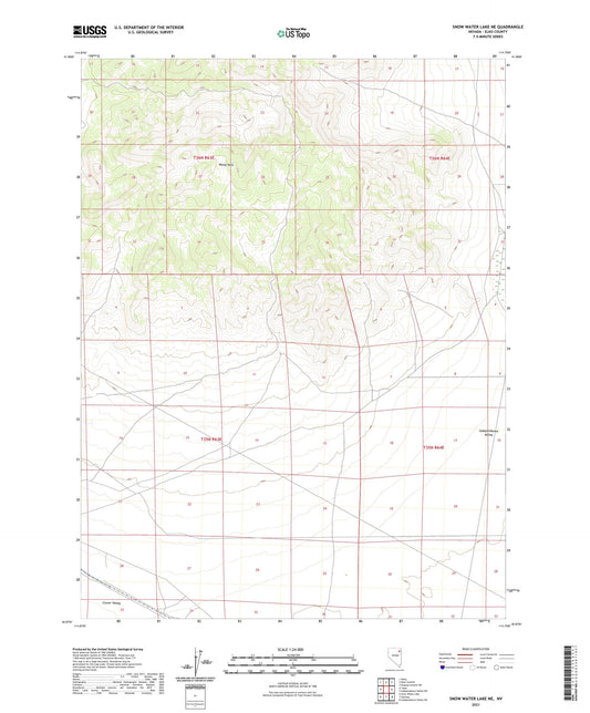 Snow Water Lake NE Nevada US Topo Map Image