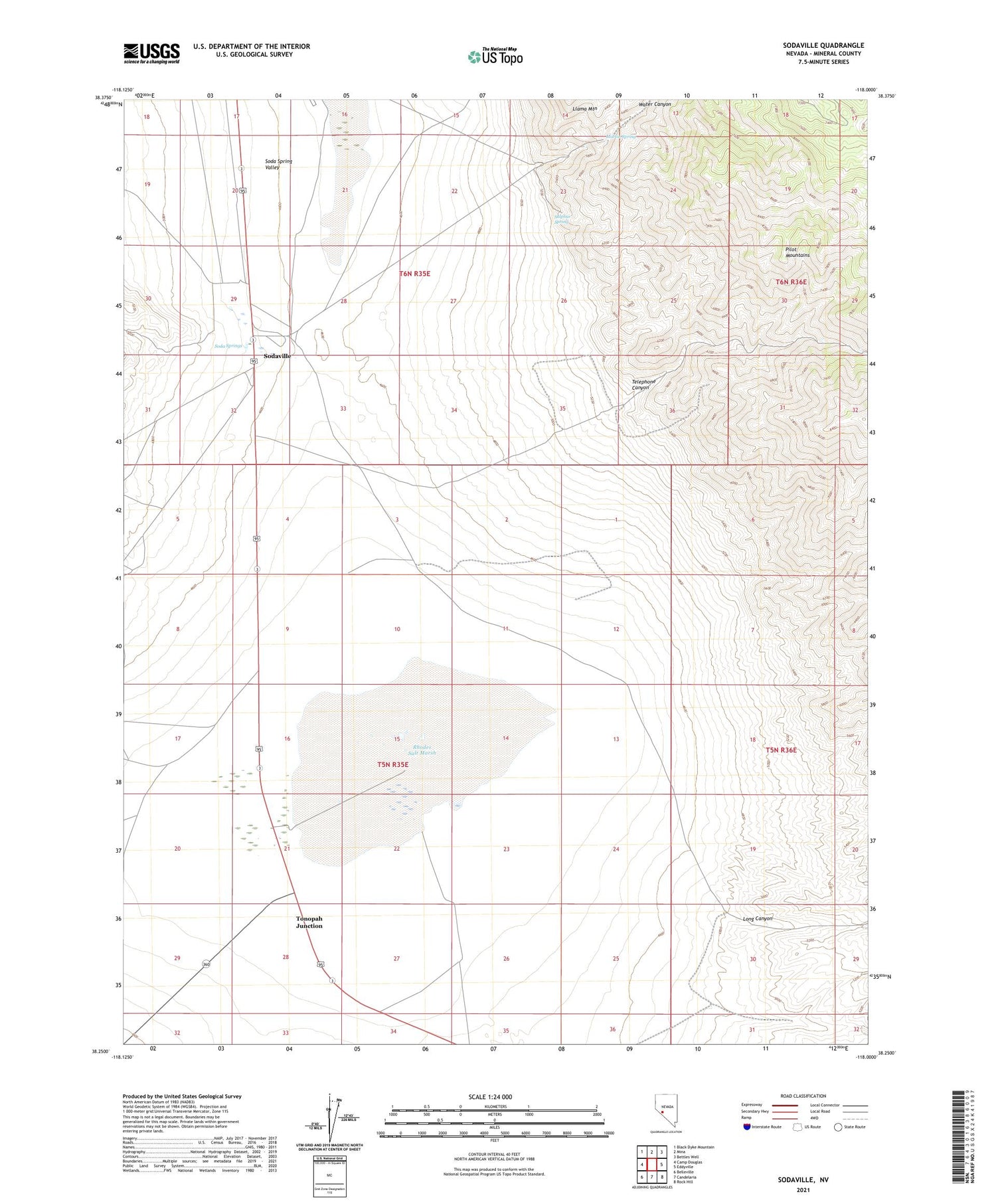 Sodaville Nevada US Topo Map Image