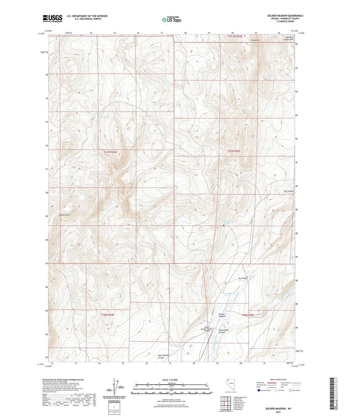 Soldier Meadow Nevada US Topo Map Image