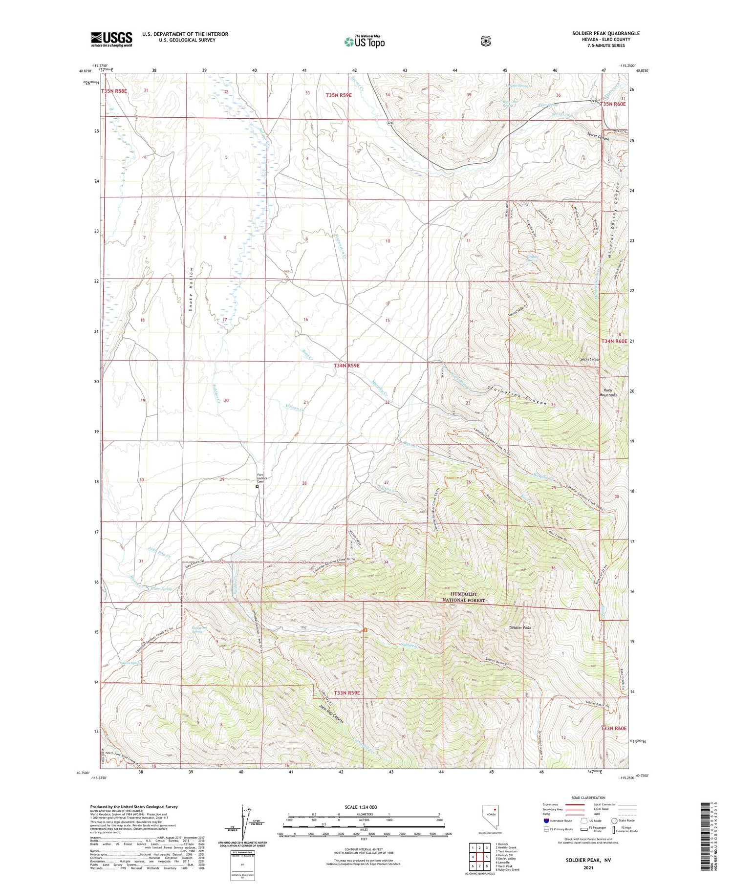 Soldier Peak Nevada US Topo Map Image