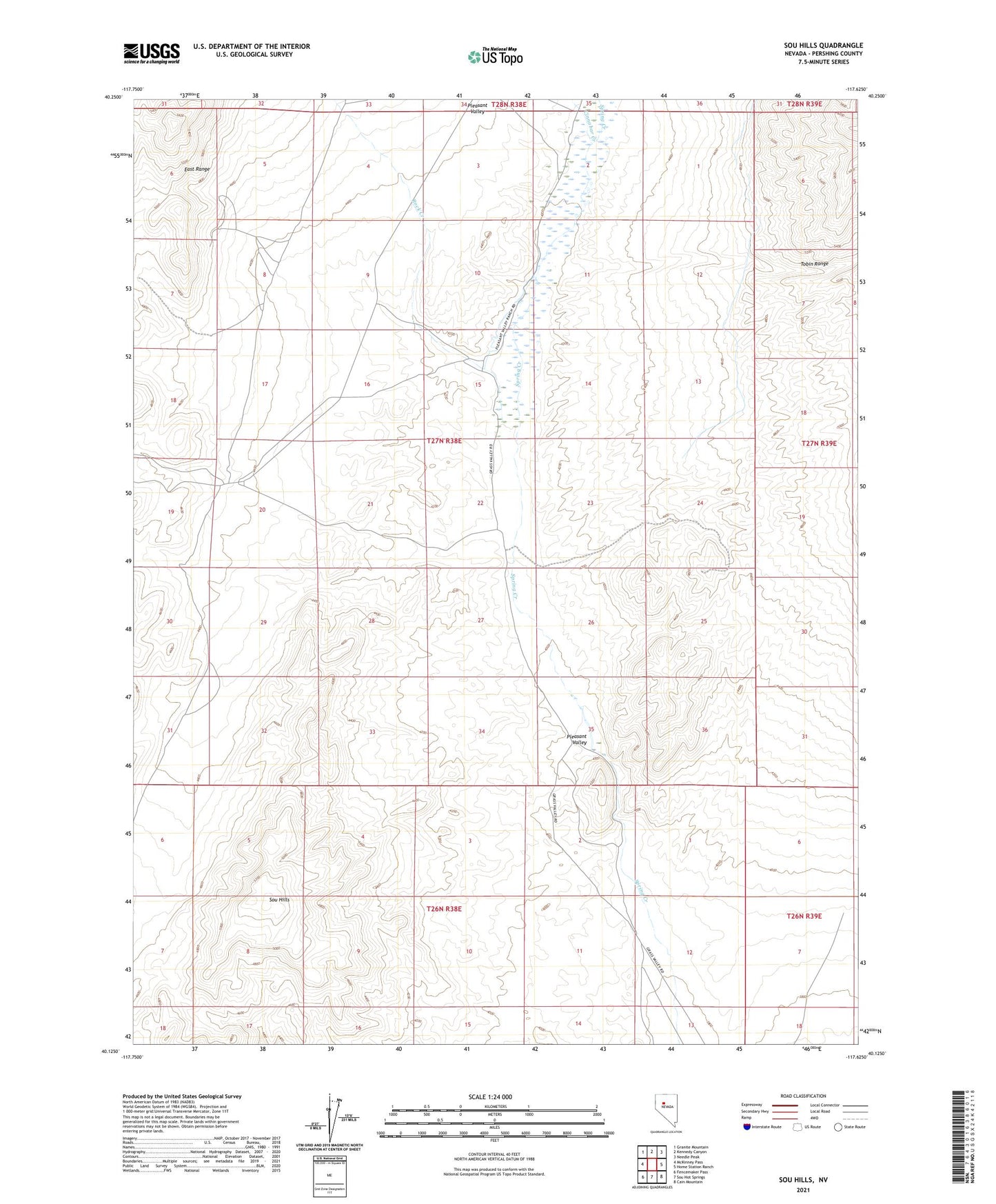 Sou Hills Nevada US Topo Map Image