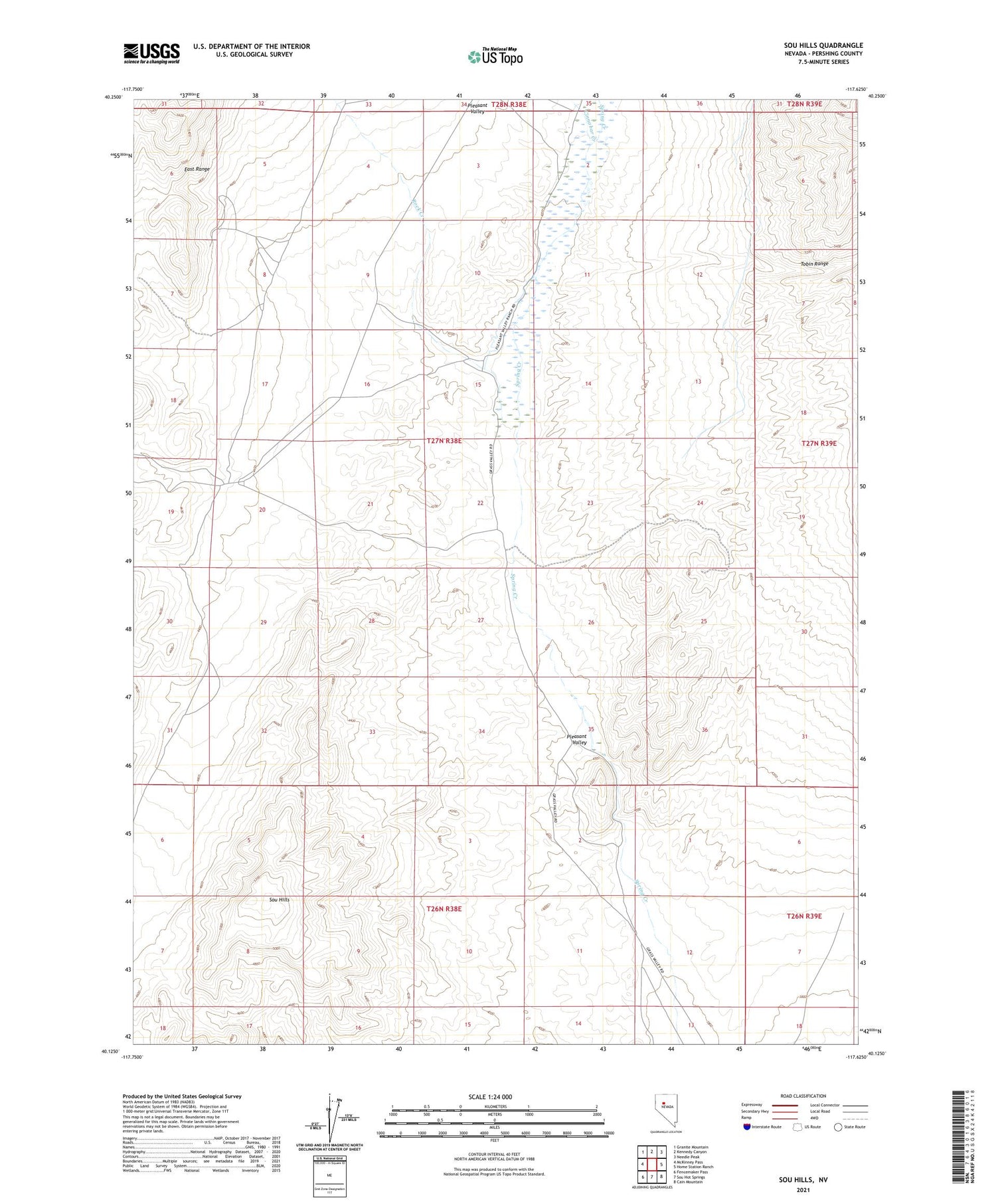 Sou Hills Nevada US Topo Map Image
