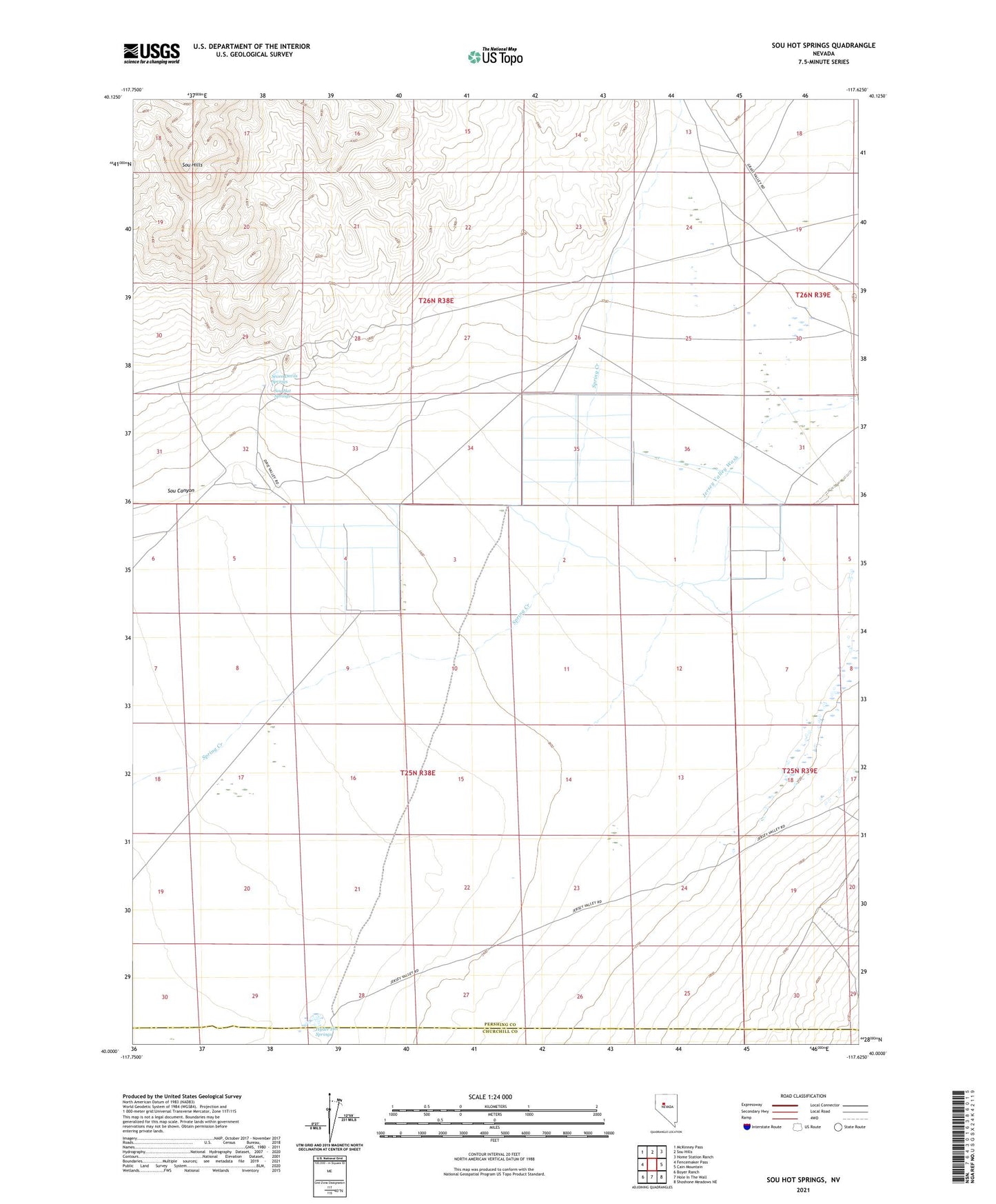 Sou Hot Springs Nevada US Topo Map Image
