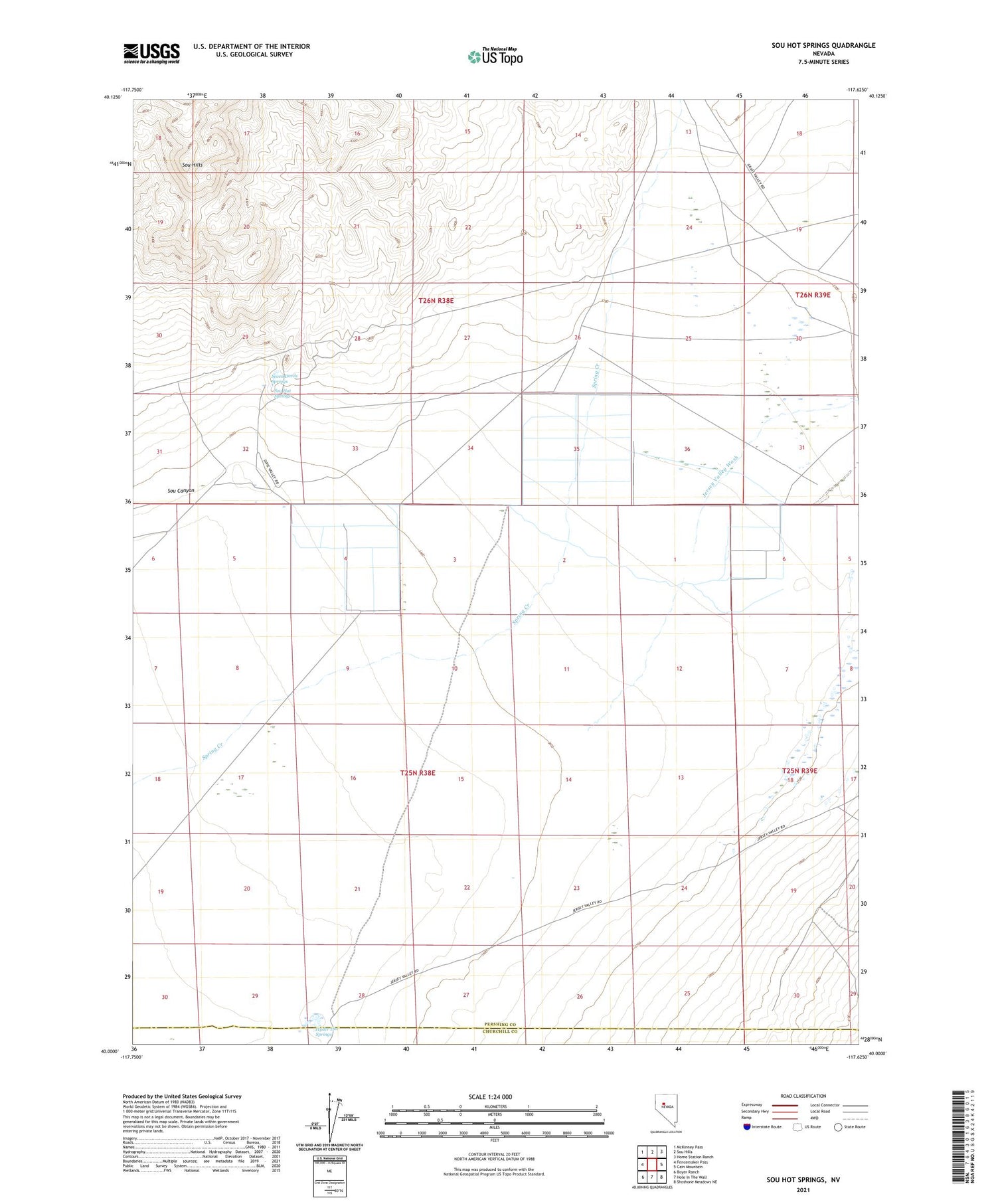 Sou Hot Springs Nevada US Topo Map Image