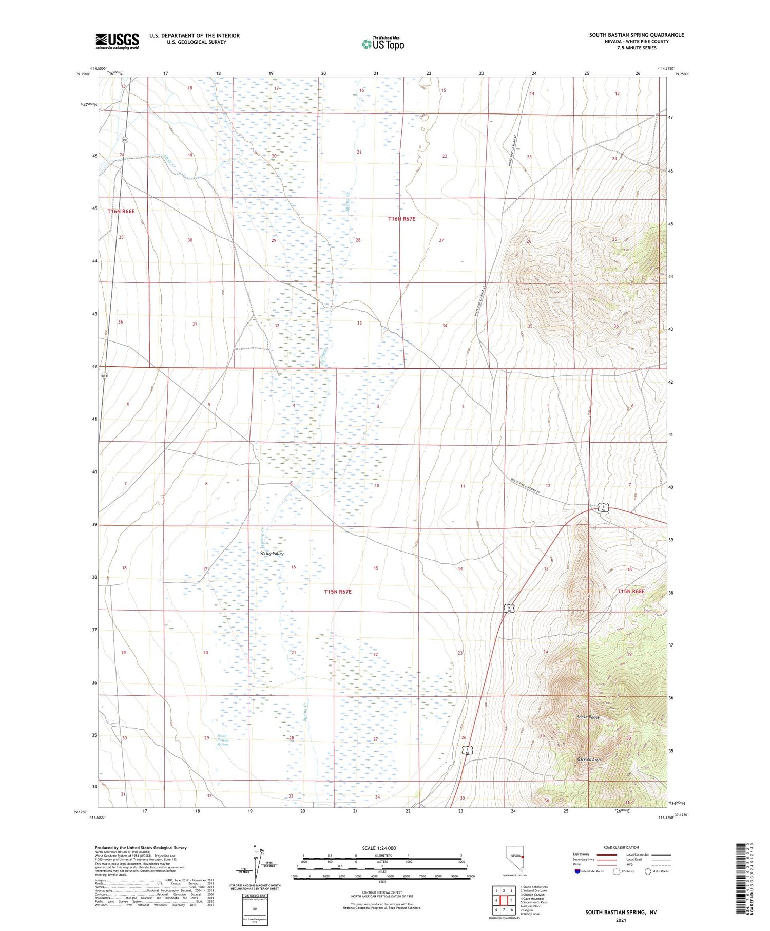South Bastian Spring Nevada US Topo Map Image