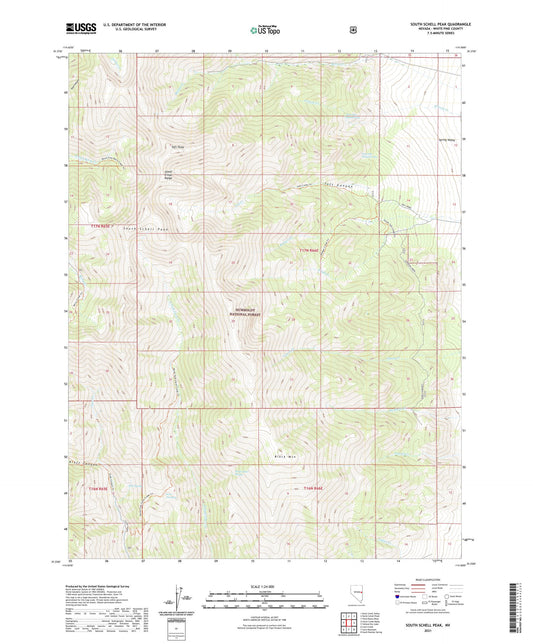 South Schell Peak Nevada US Topo Map Image