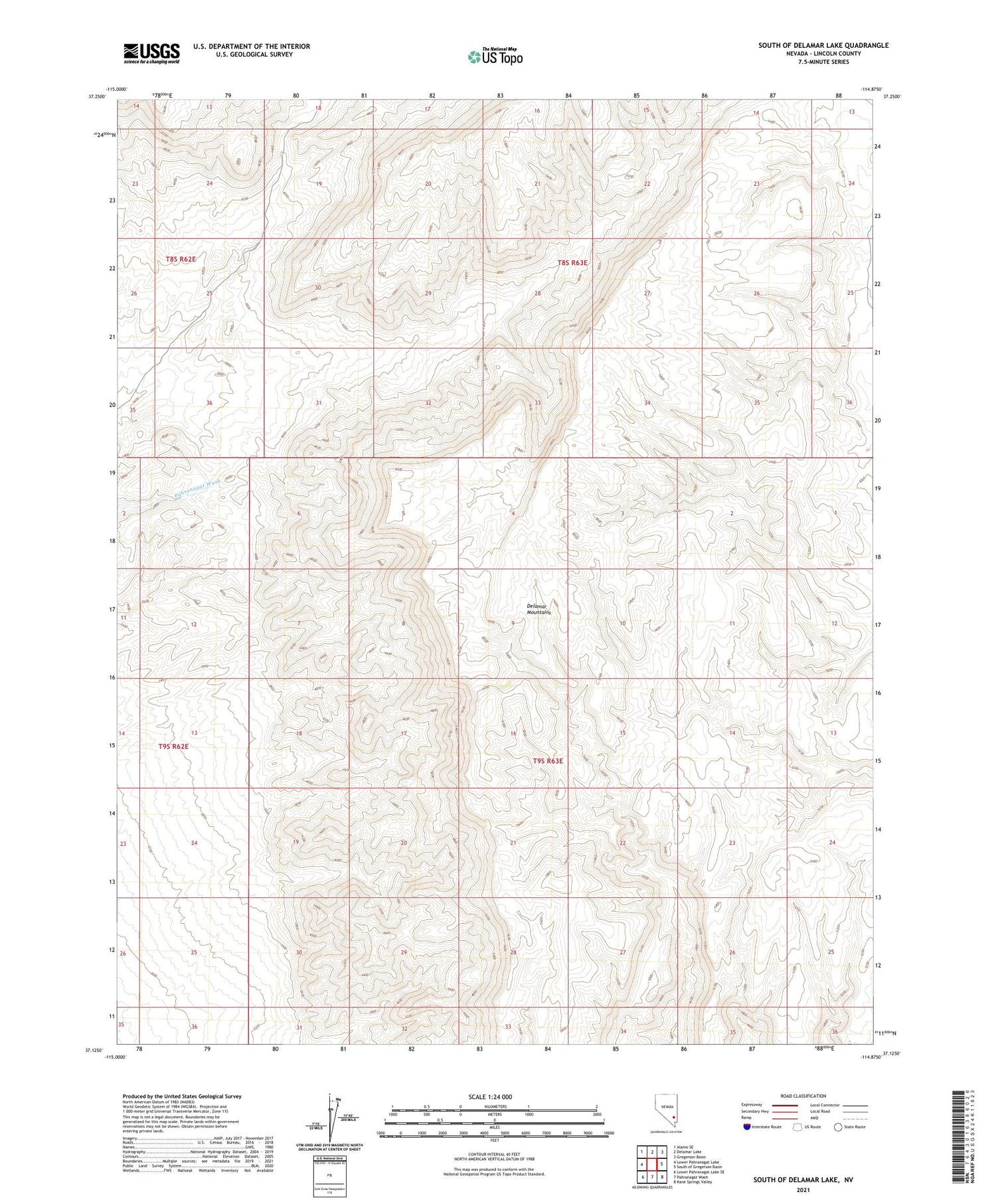 South of Delamar Lake Nevada US Topo Map Image