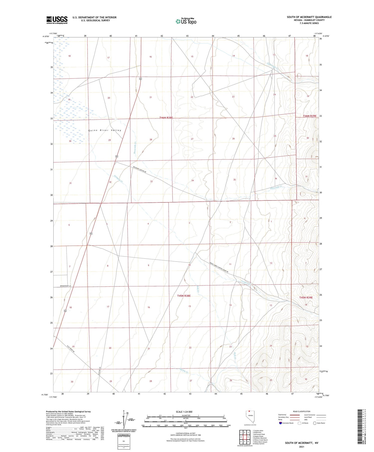 South of McDermitt Nevada US Topo Map Image