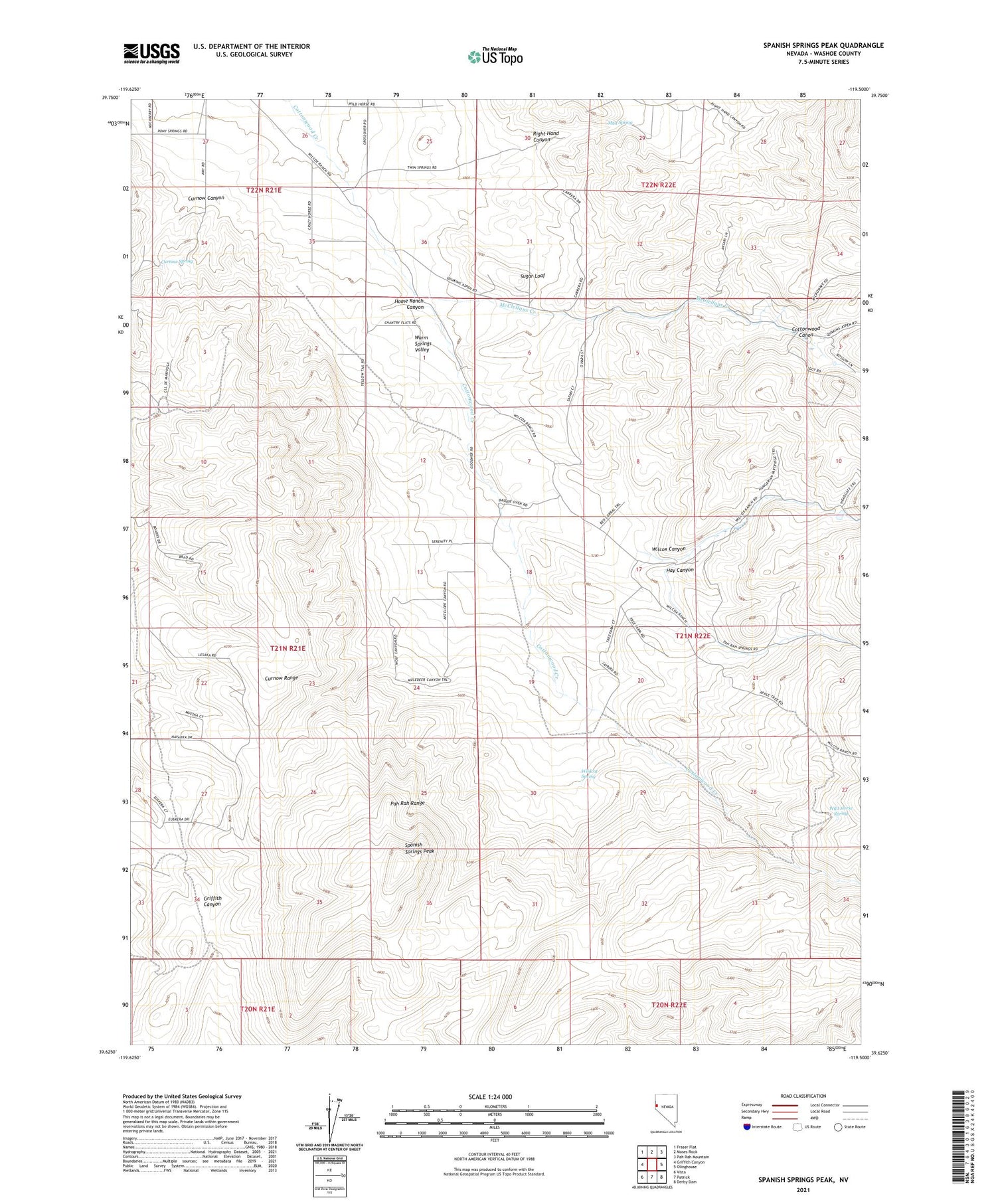 Spanish Springs Peak Nevada US Topo Map Image
