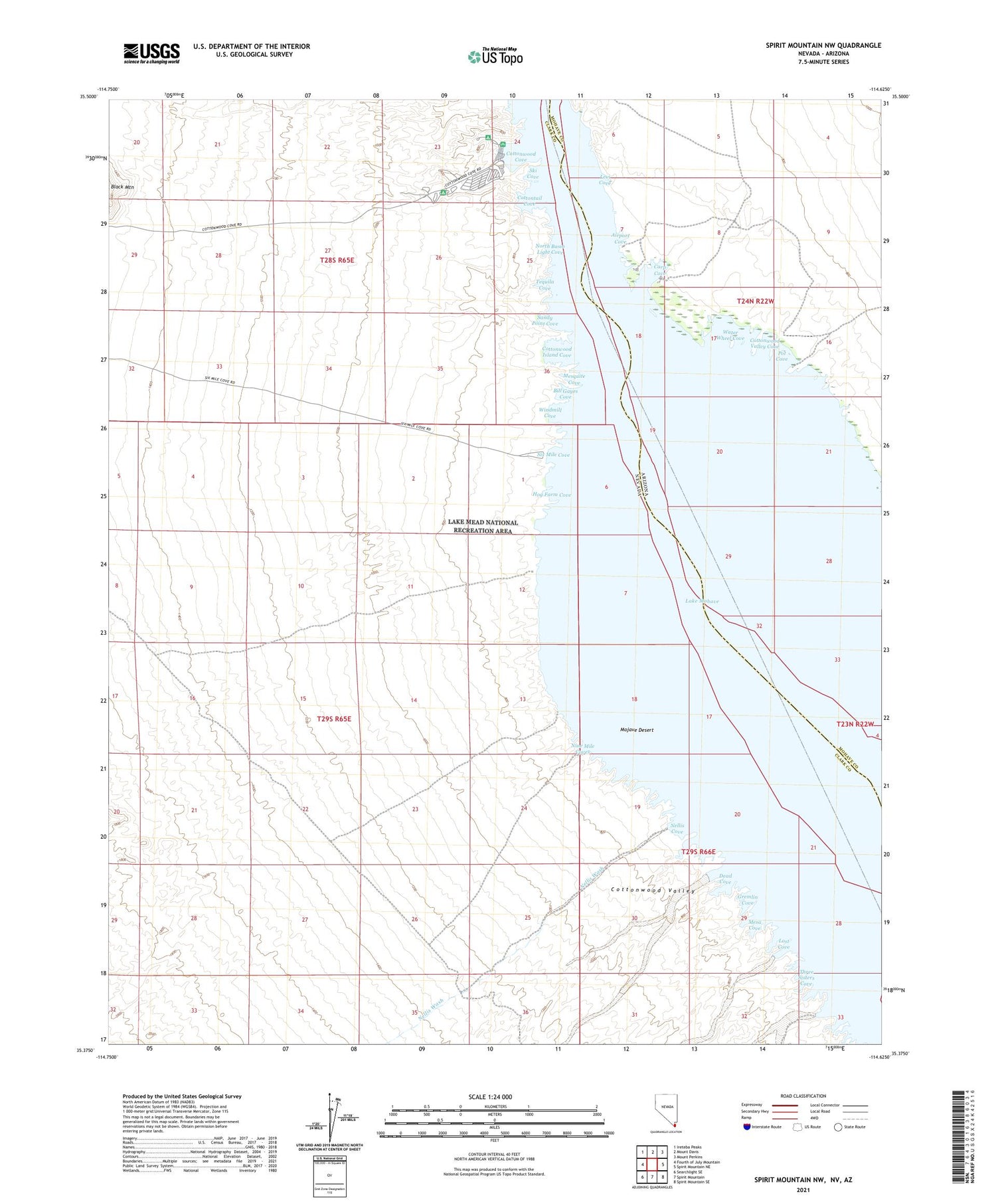 Spirit Mountain NW Nevada US Topo Map Image