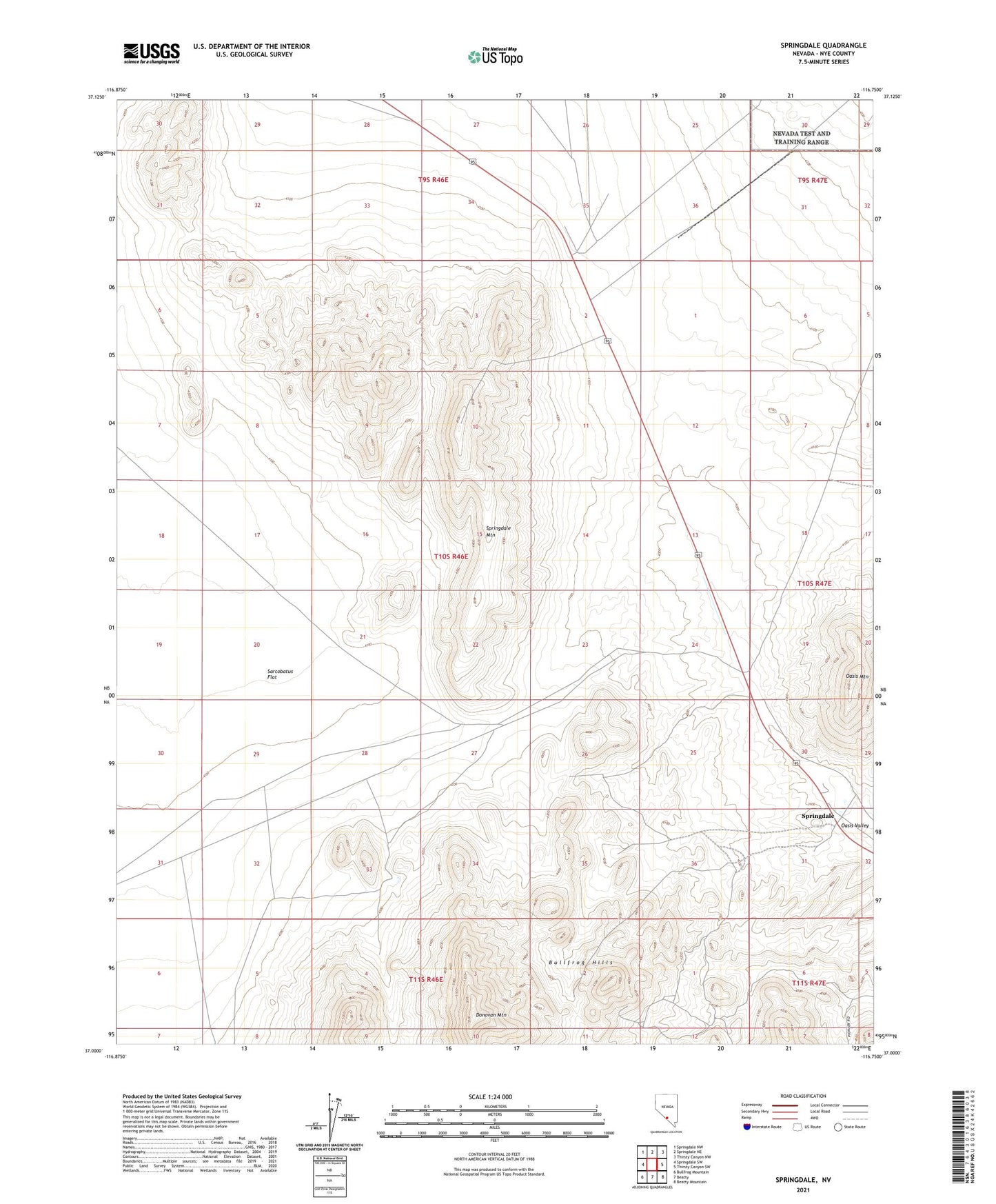 Springdale Nevada US Topo Map Image