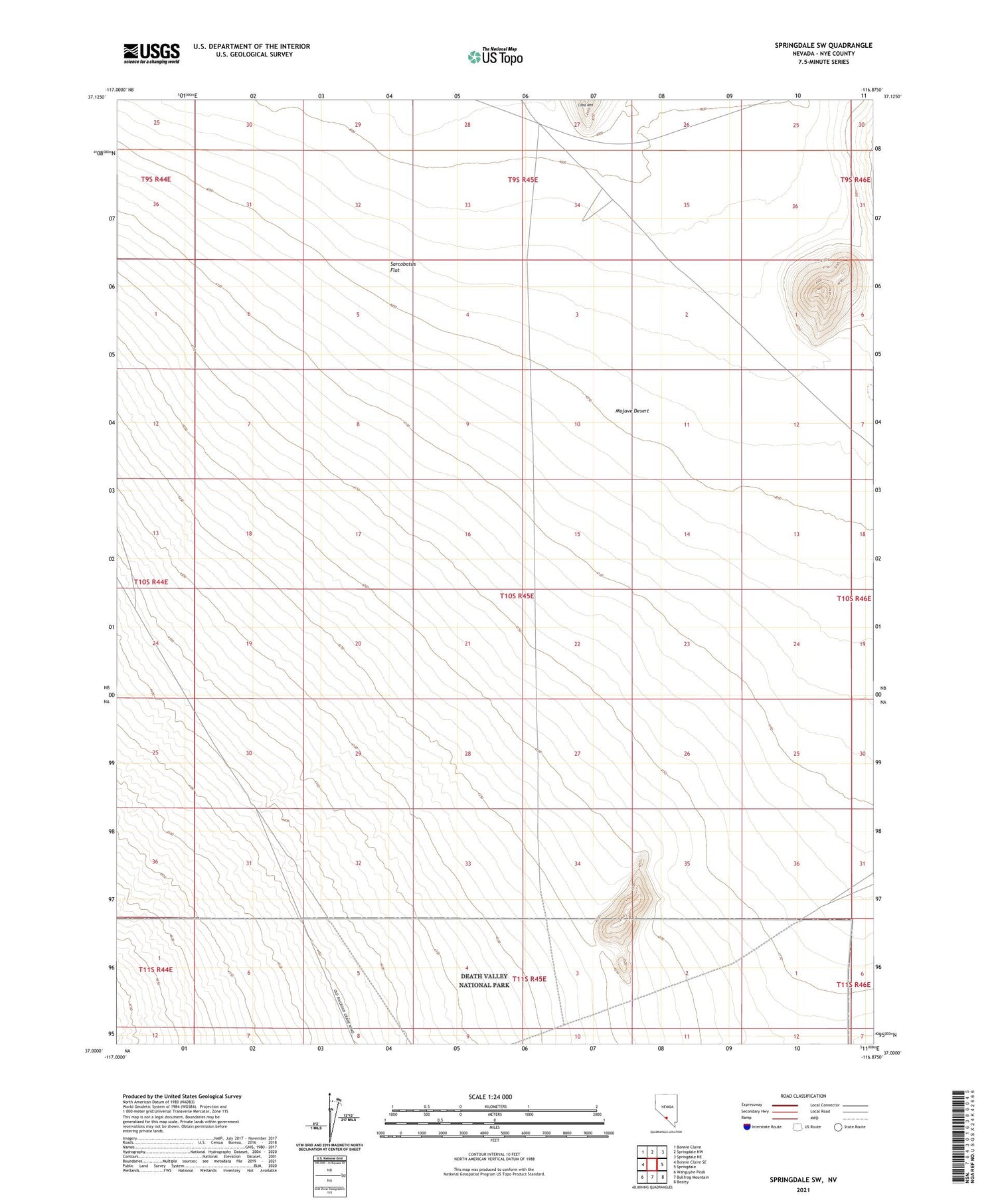 Springdale SW Nevada US Topo Map Image