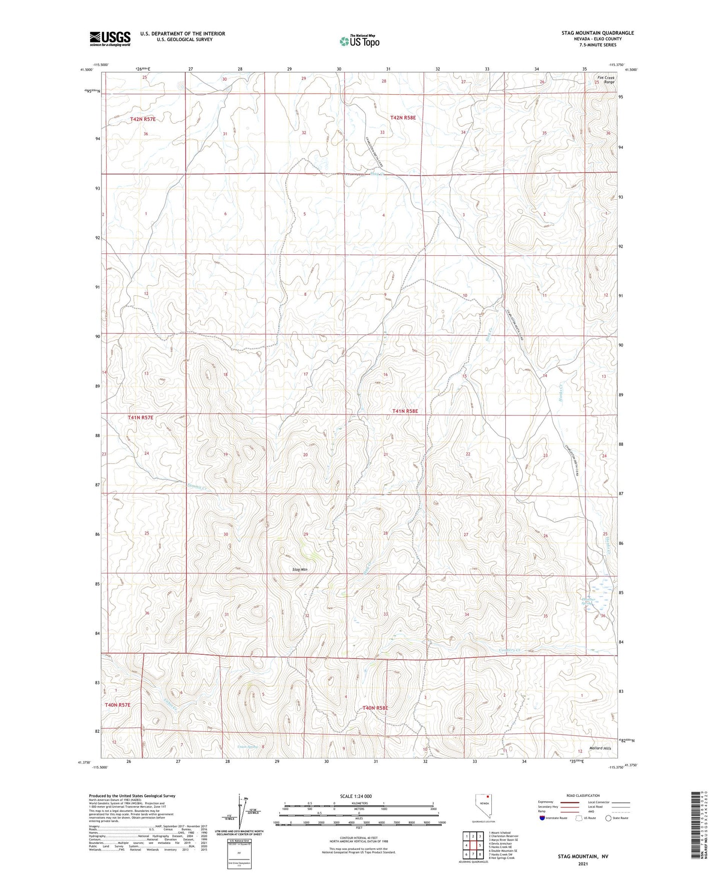 Stag Mountain Nevada US Topo Map Image