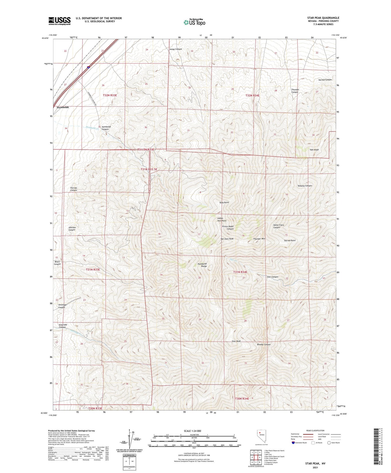 Star Peak Nevada US Topo Map Image