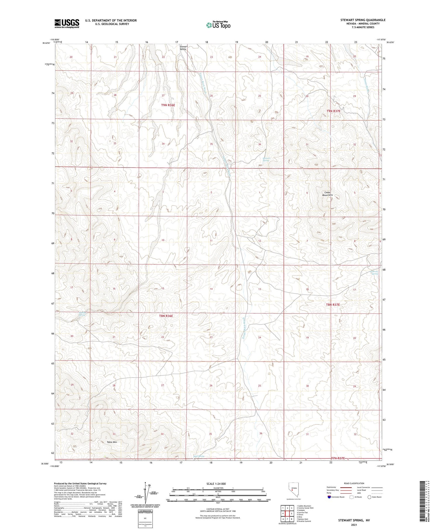 Stewart Spring Nevada US Topo Map Image