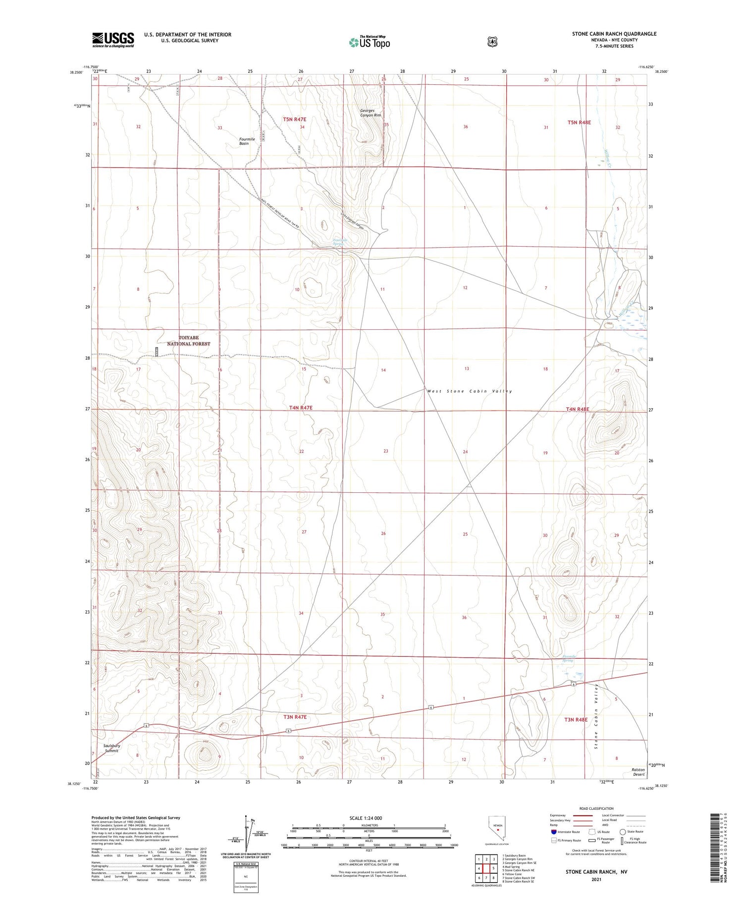 Stone Cabin Ranch Nevada US Topo Map Image